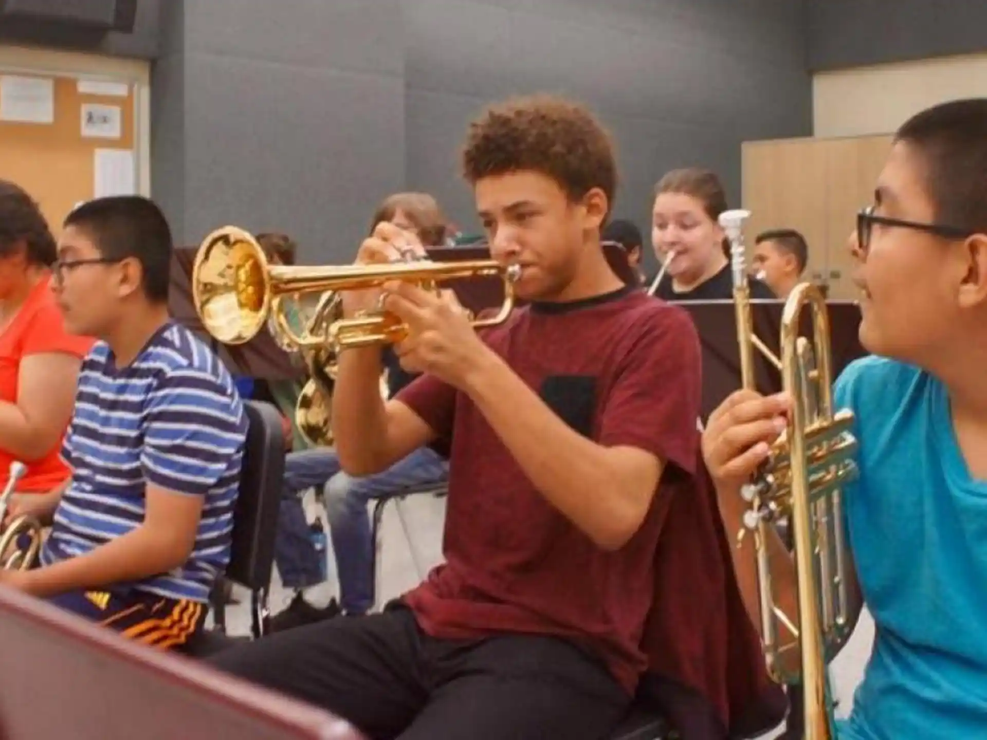 a group of people playing instruments