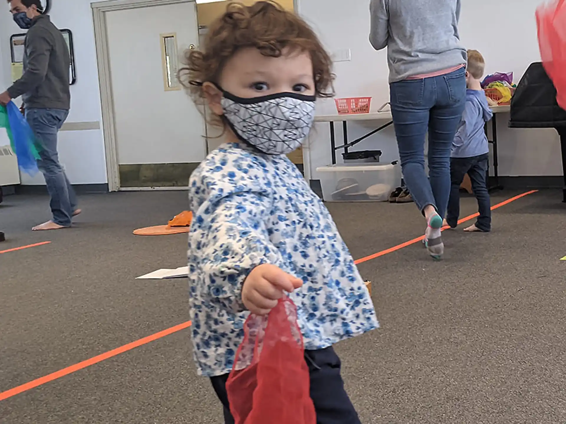 a child with a face mask