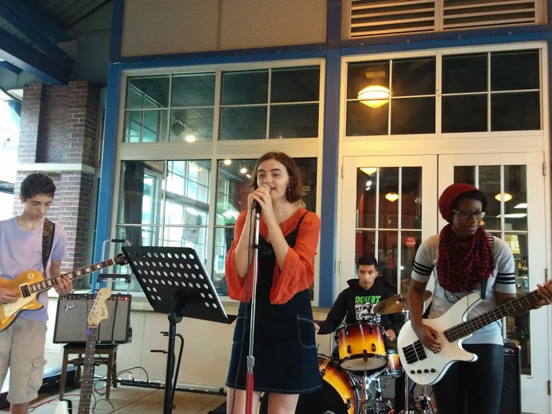 a group of people playing instruments