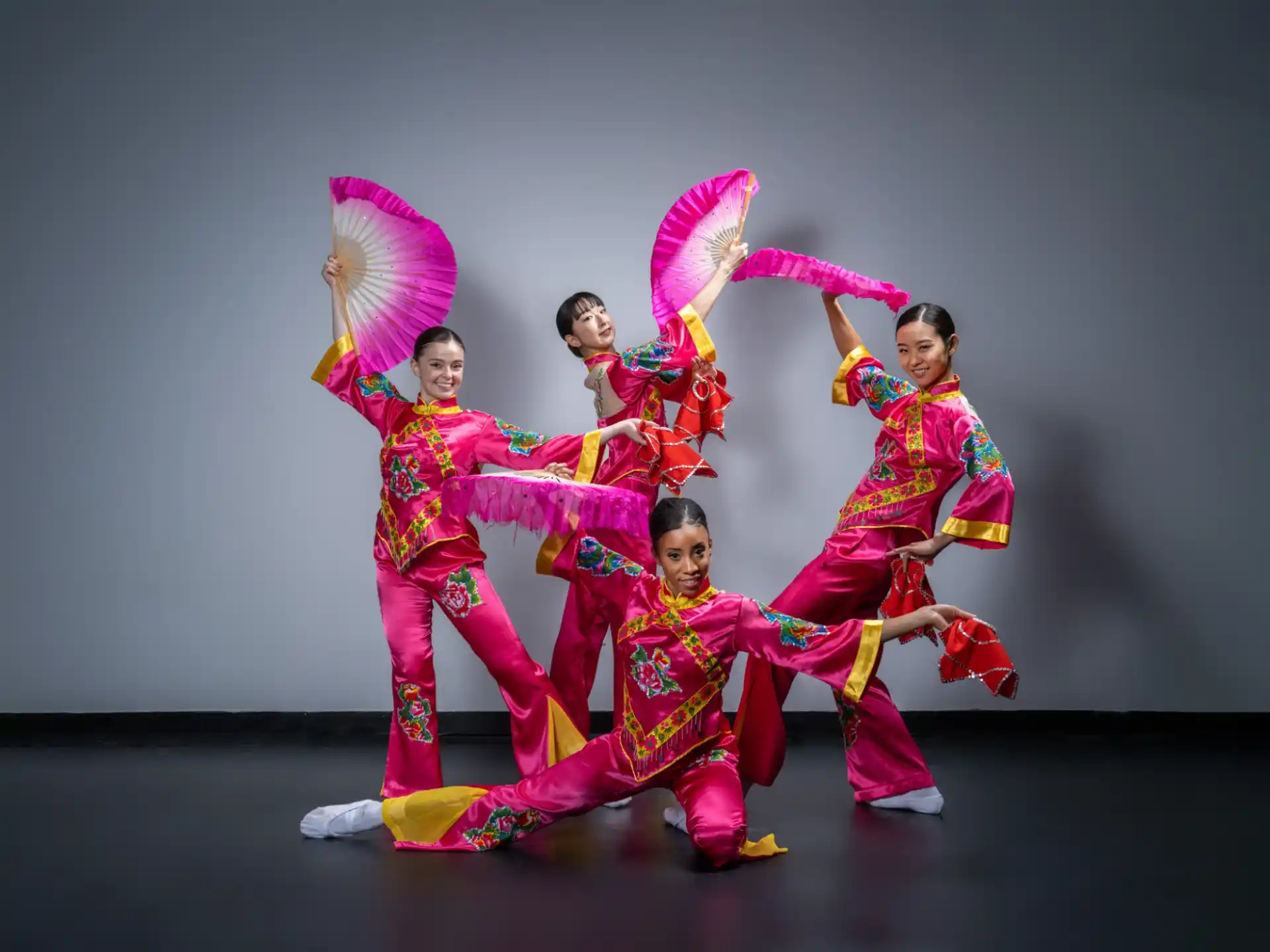 a group of people in colorful clothing