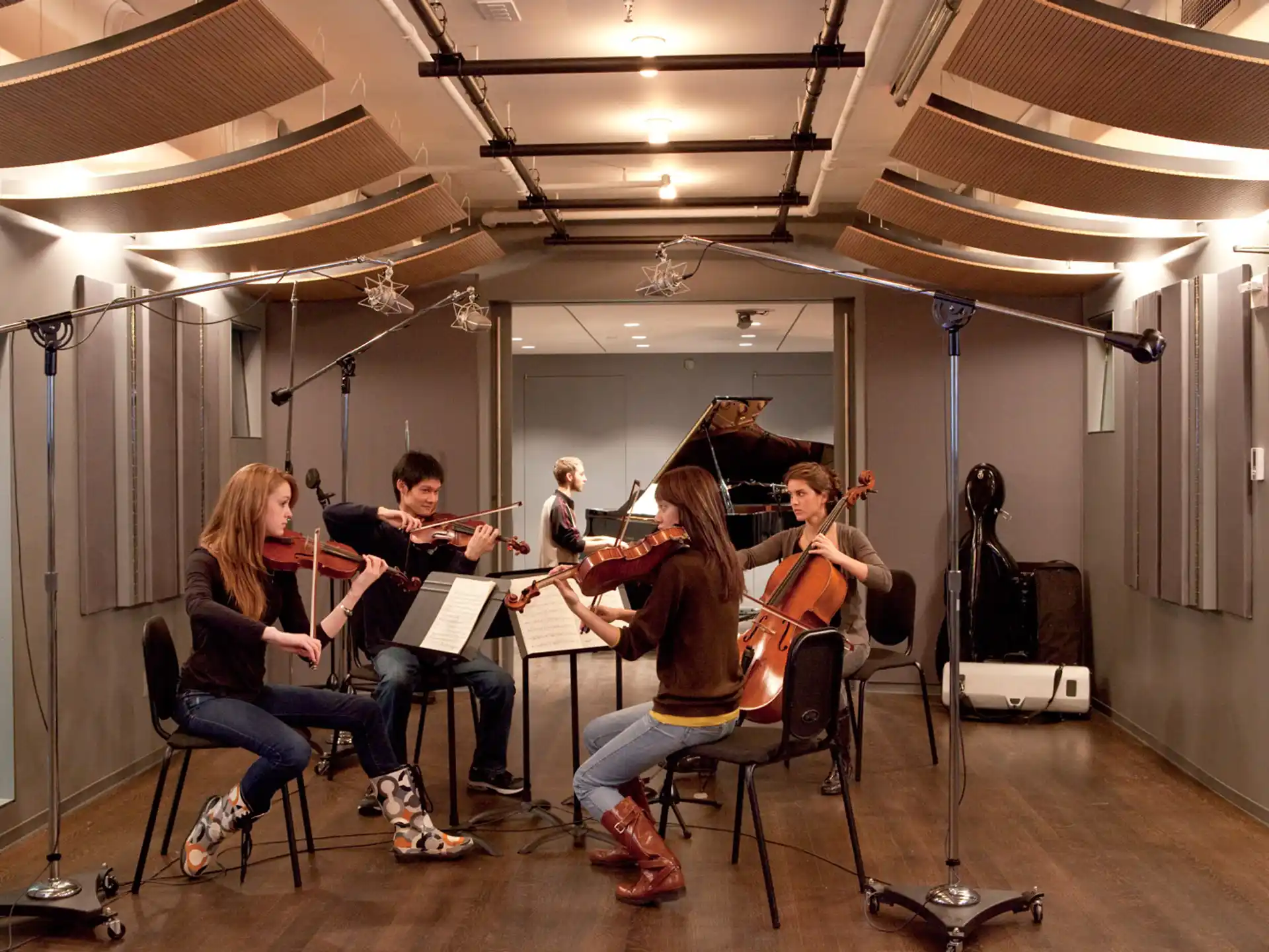 a group of people playing instruments