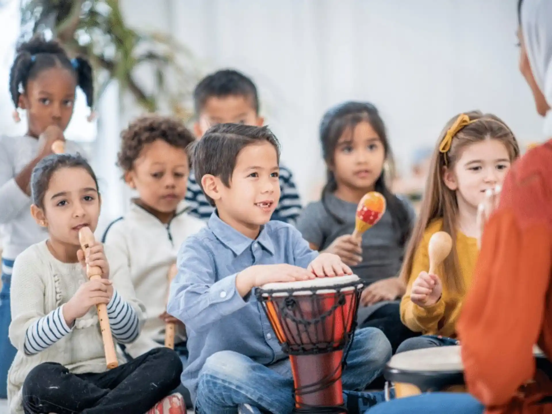 a group of children sitting together