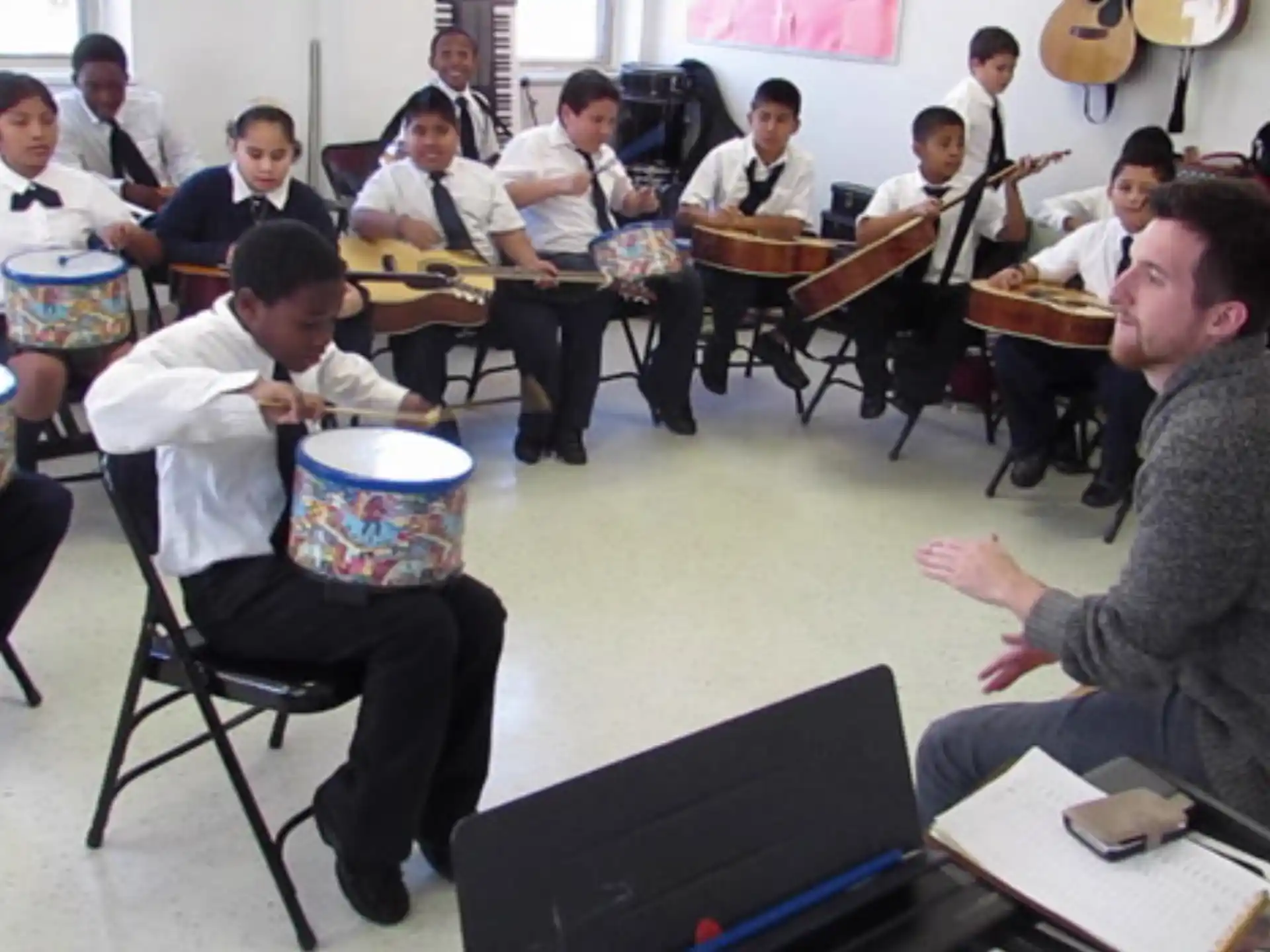 a group of people playing instruments