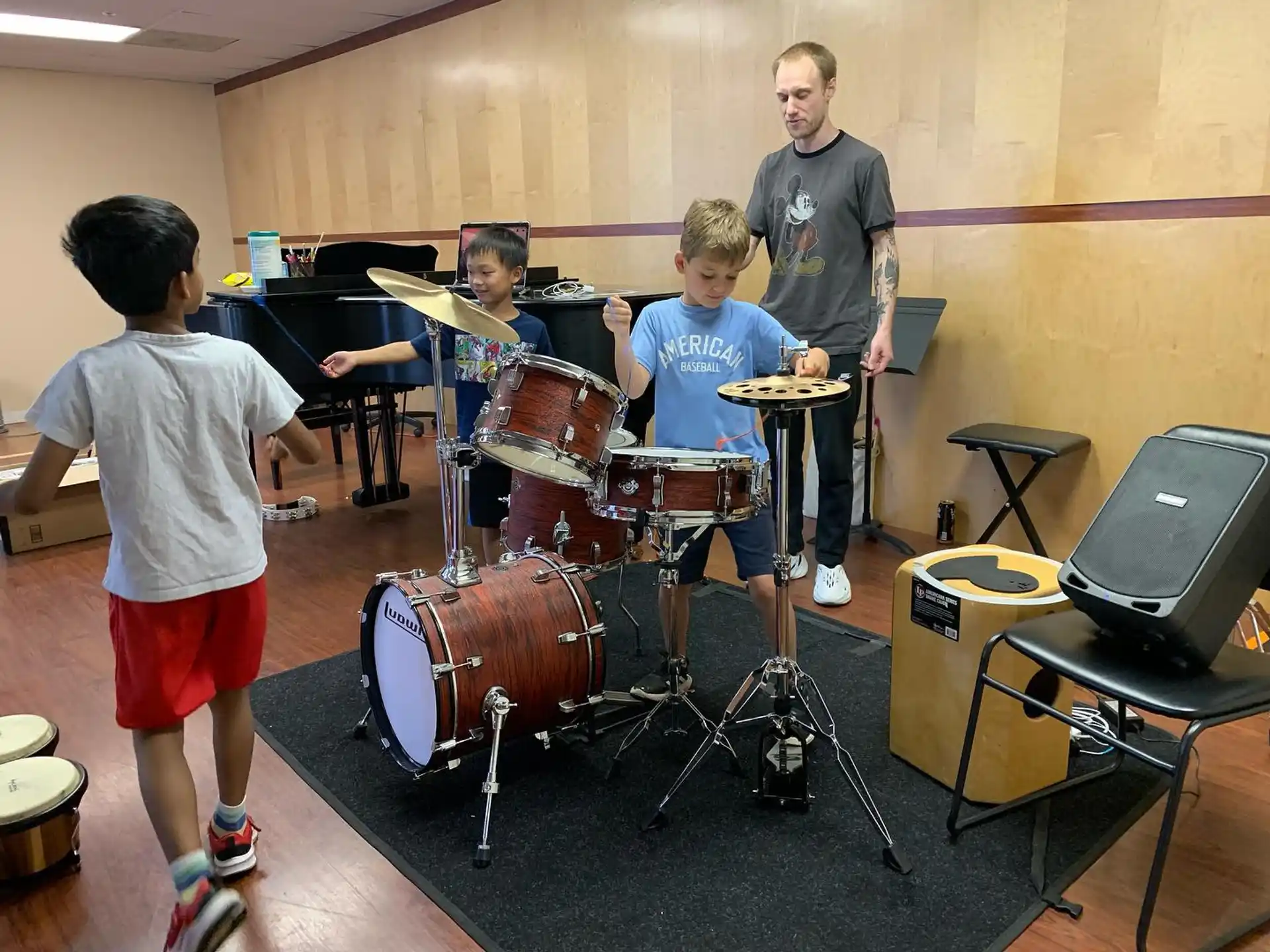 a group of people playing instruments