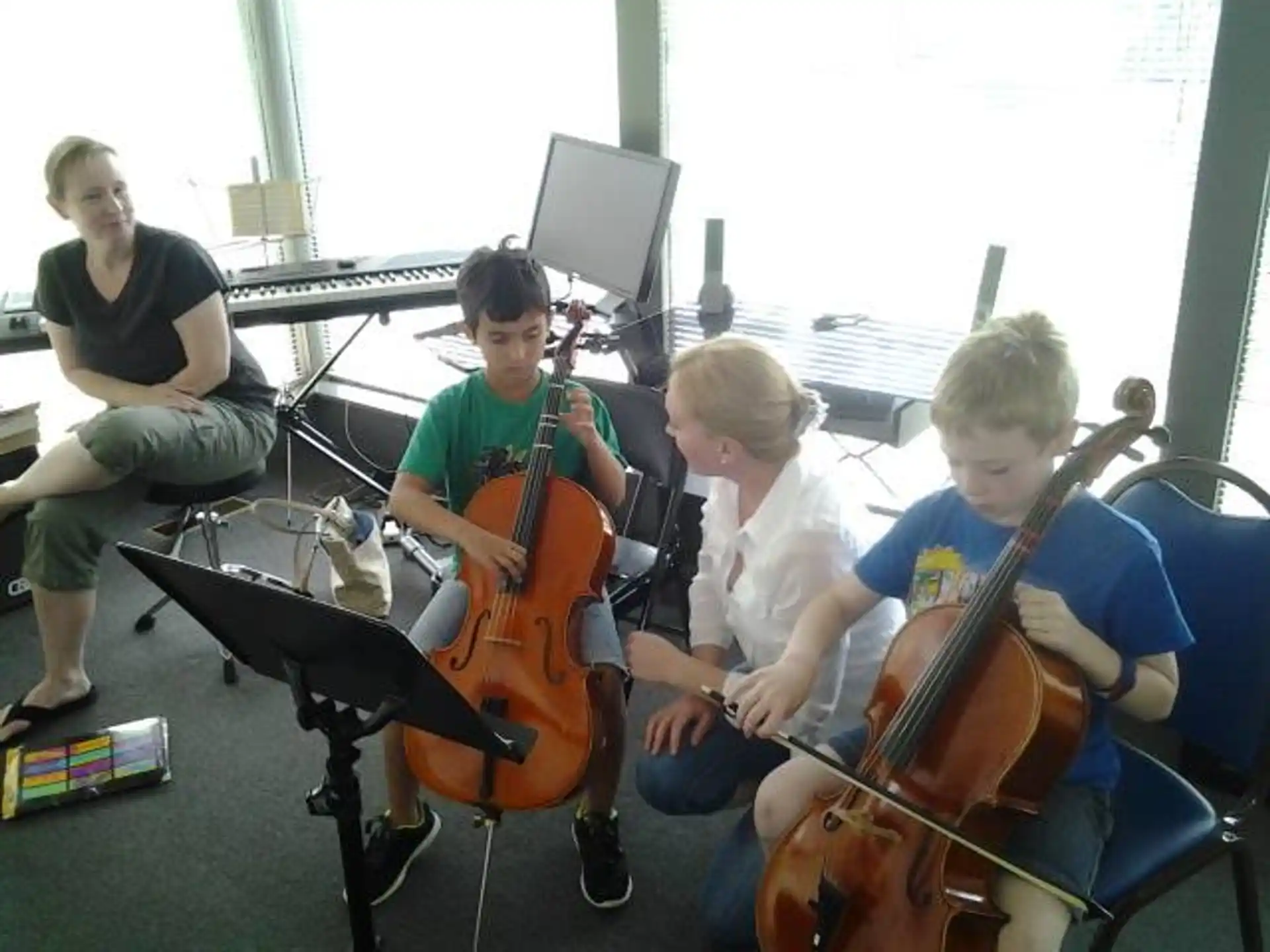 a group of people playing instruments