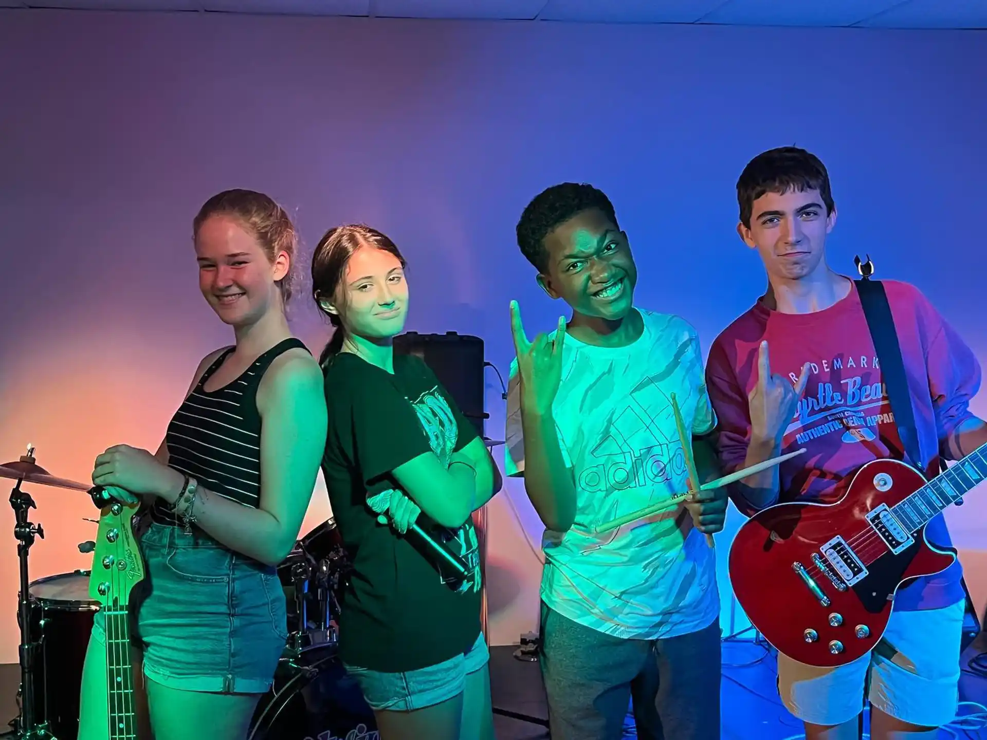 a group of people with instruments