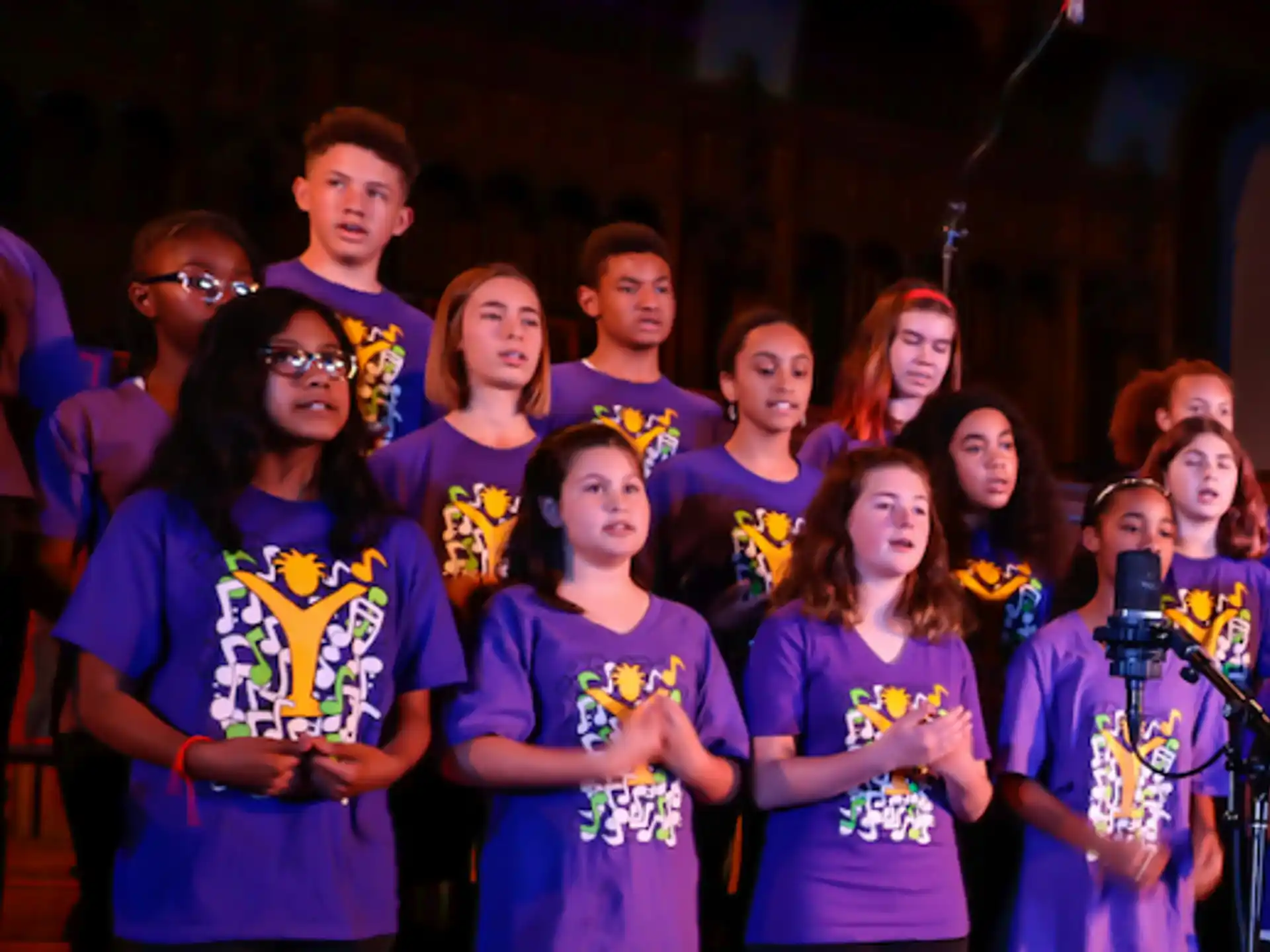 a group of people wearing matching t-shirts