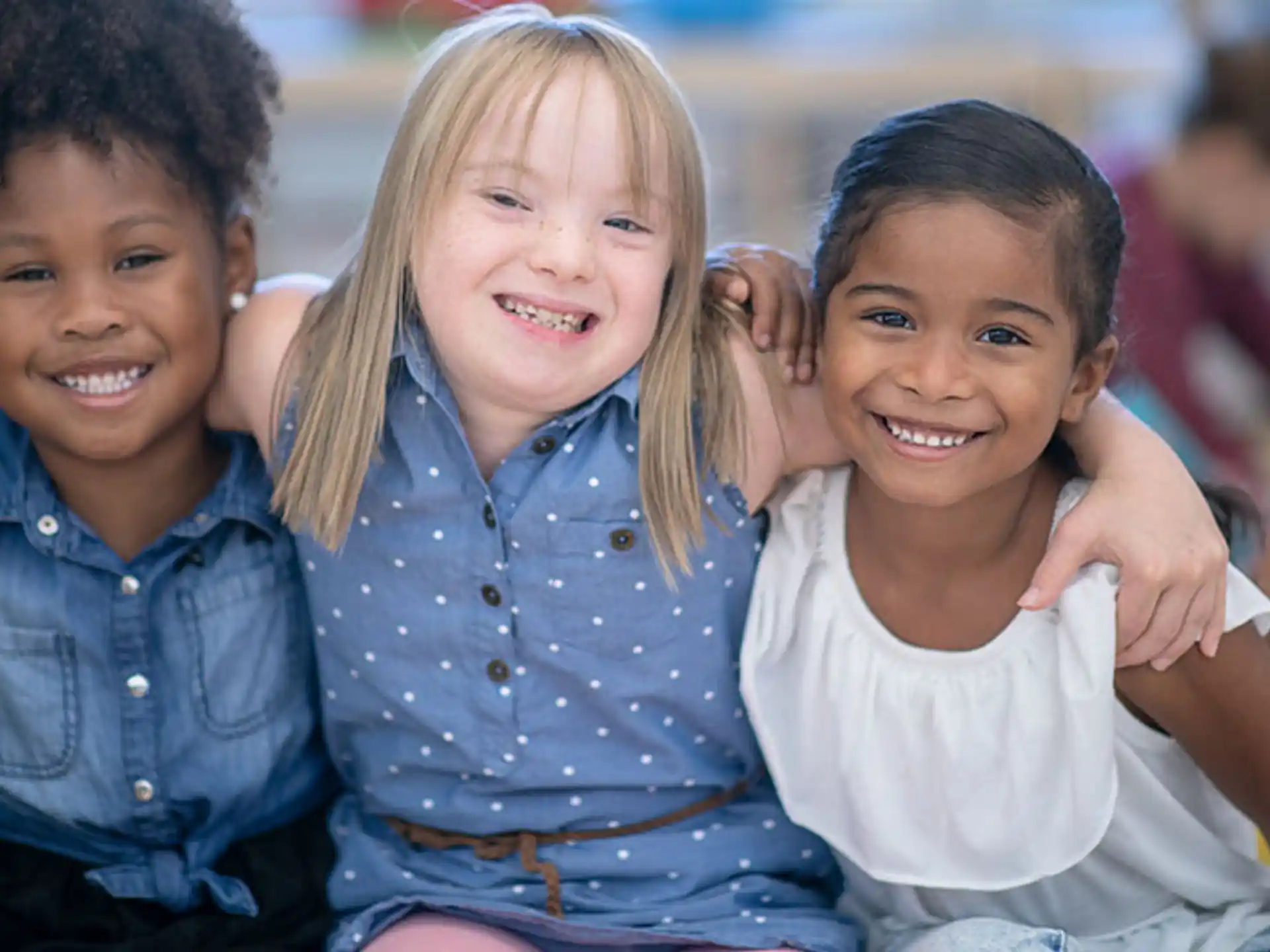 a group of children smiling