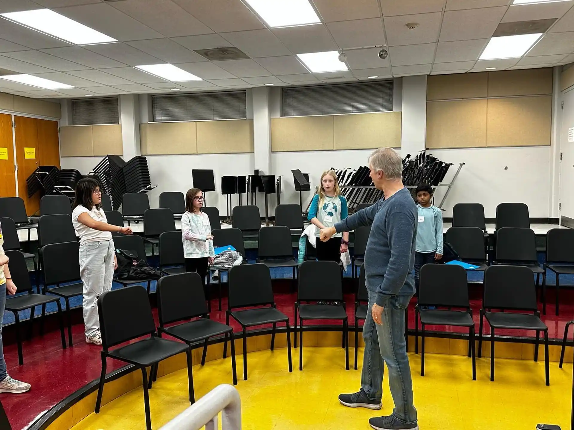 a group of people in a room