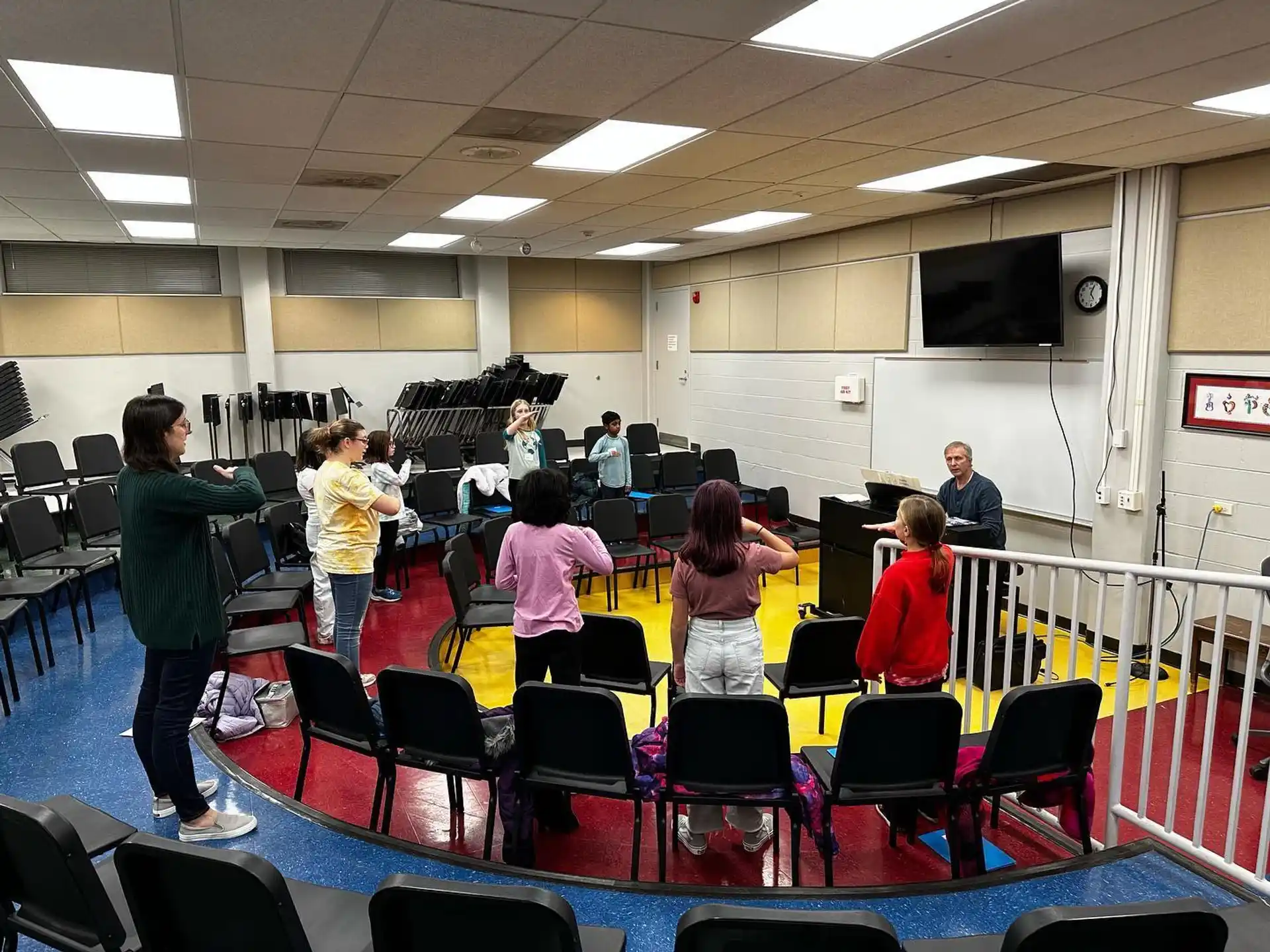 a group of people in a room