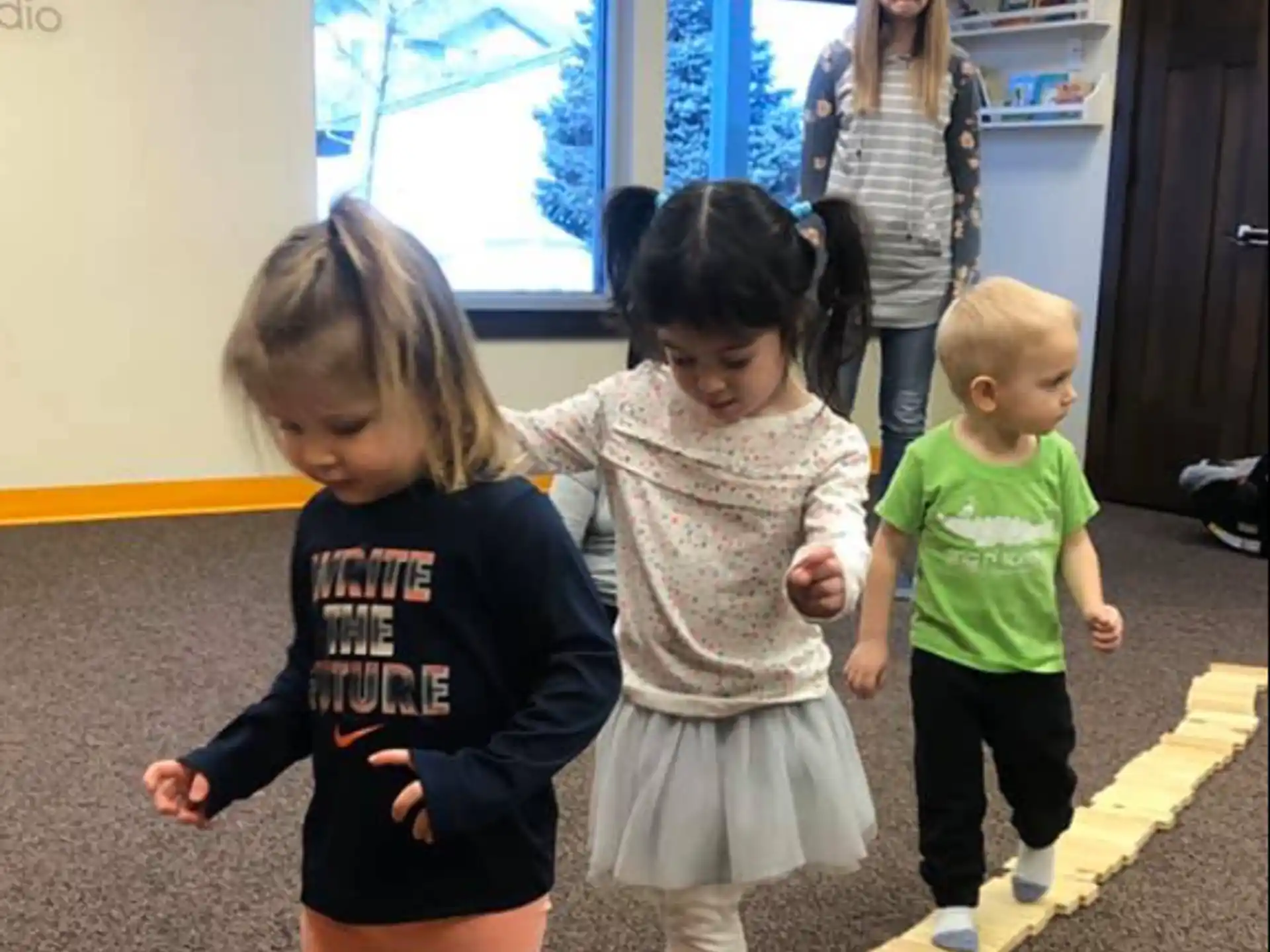 a group of children walking