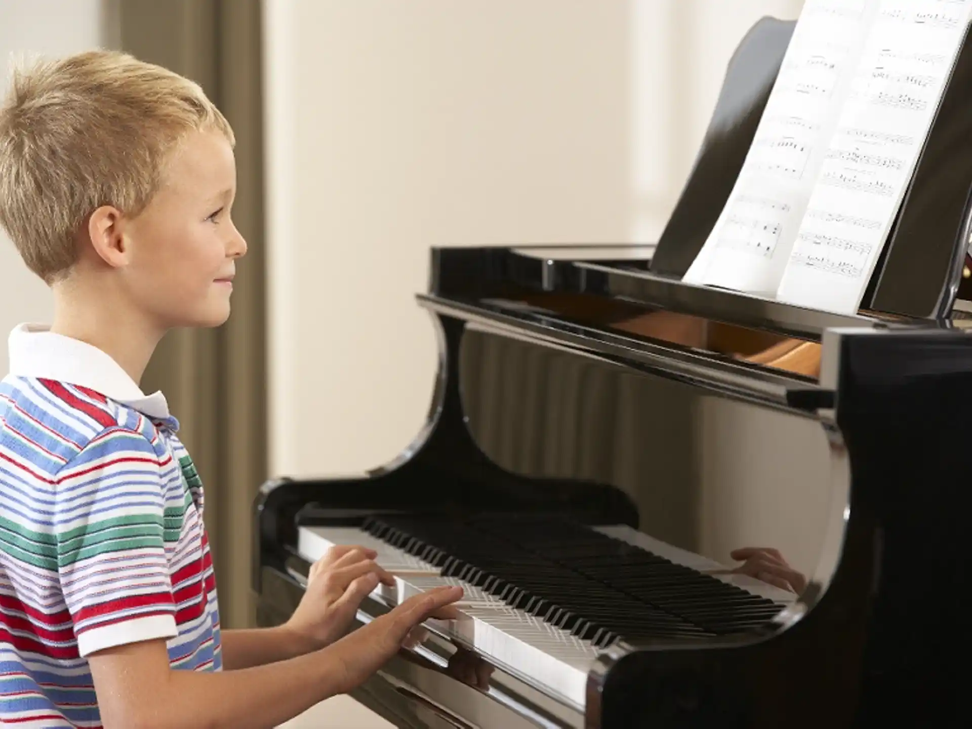 a child playing a piano
