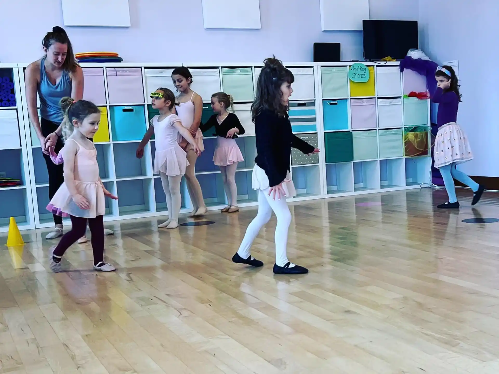 a group of children dancing