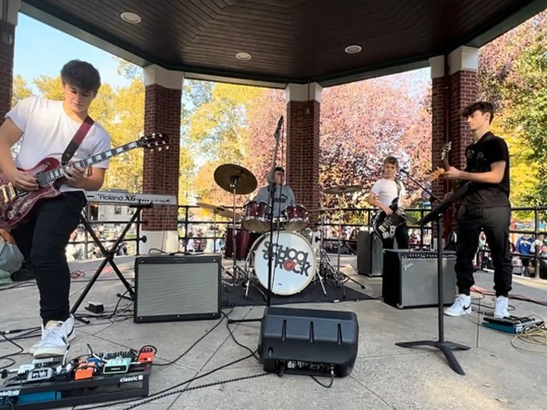 a group of people playing instruments