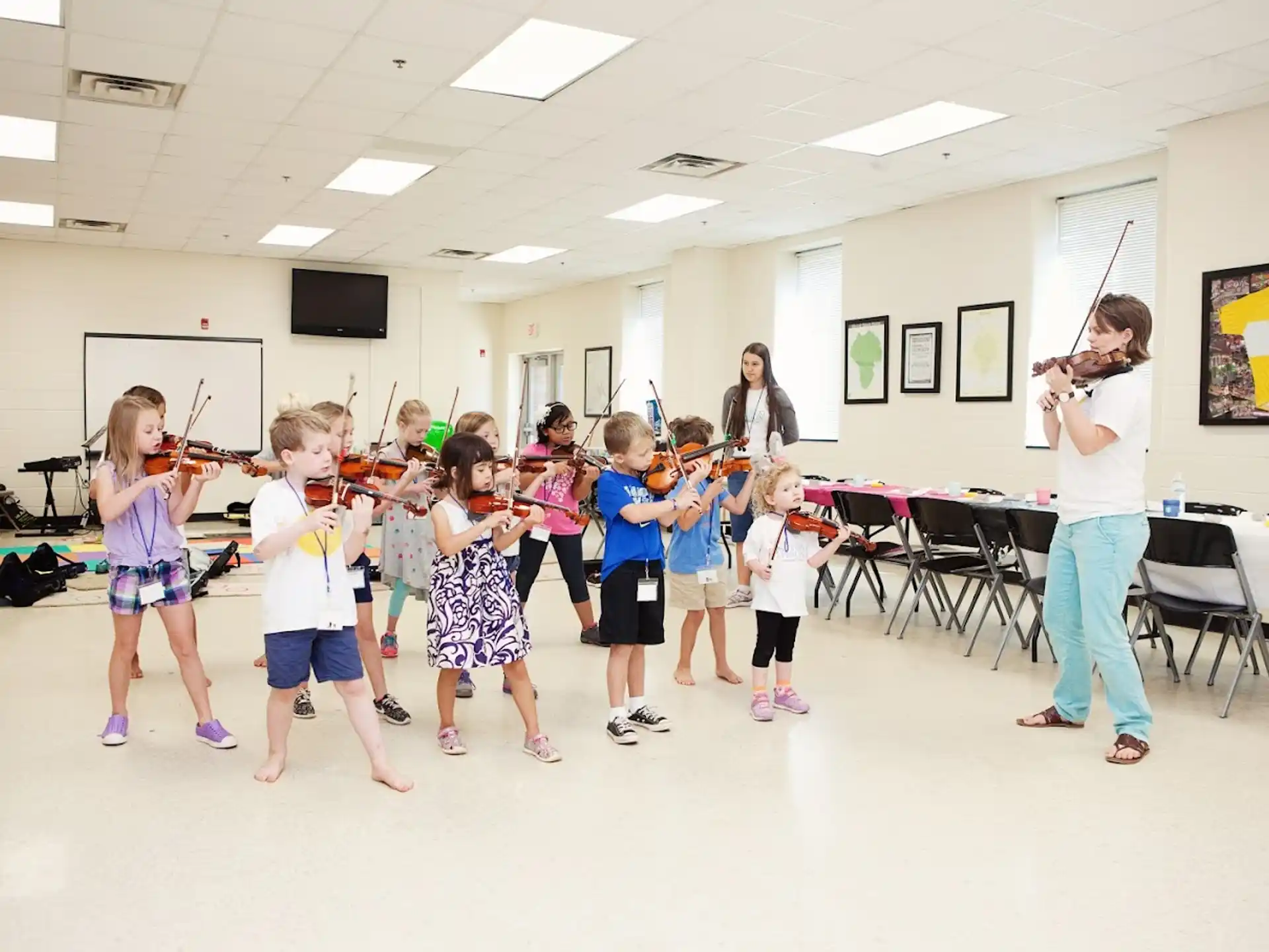 a group of children in a room