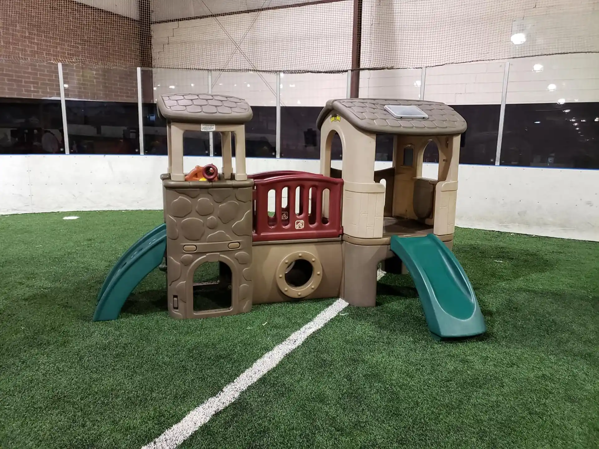 a play structure on a field