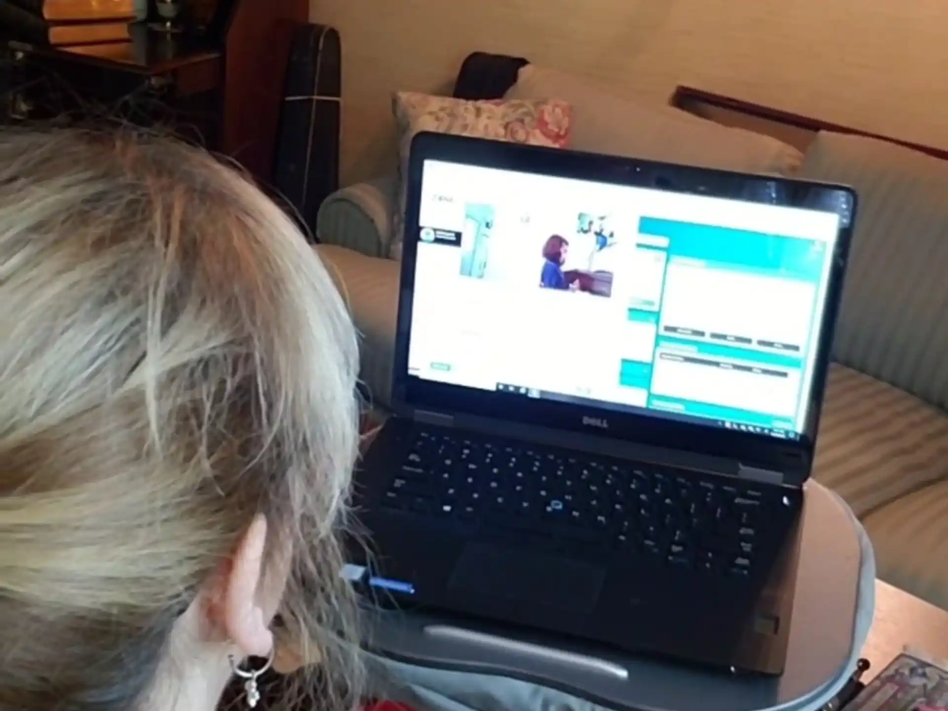 a person looking at a laptop