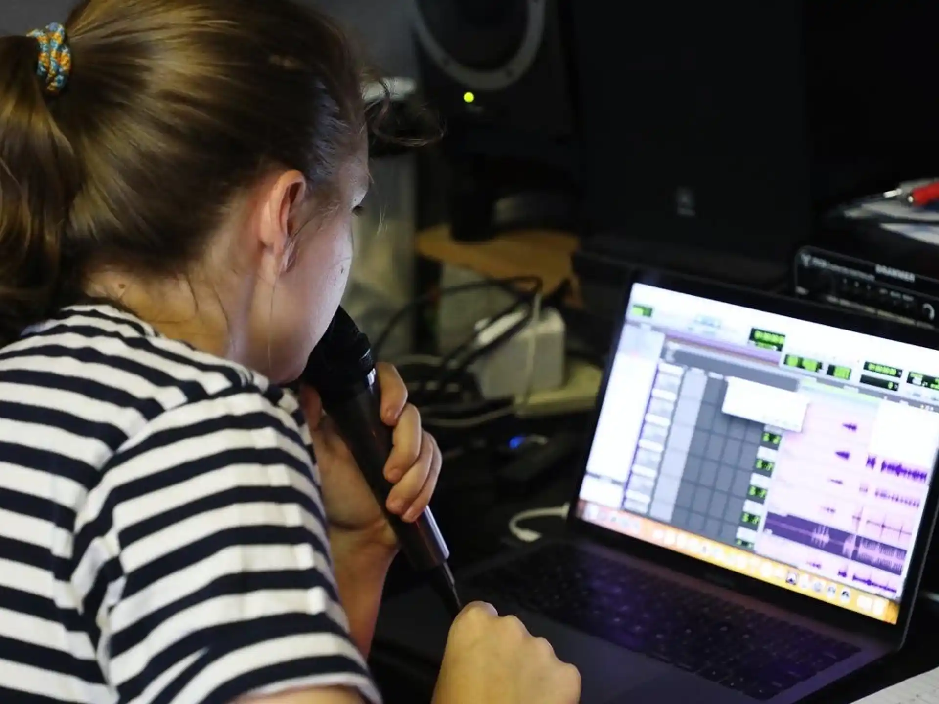 a woman using a laptop