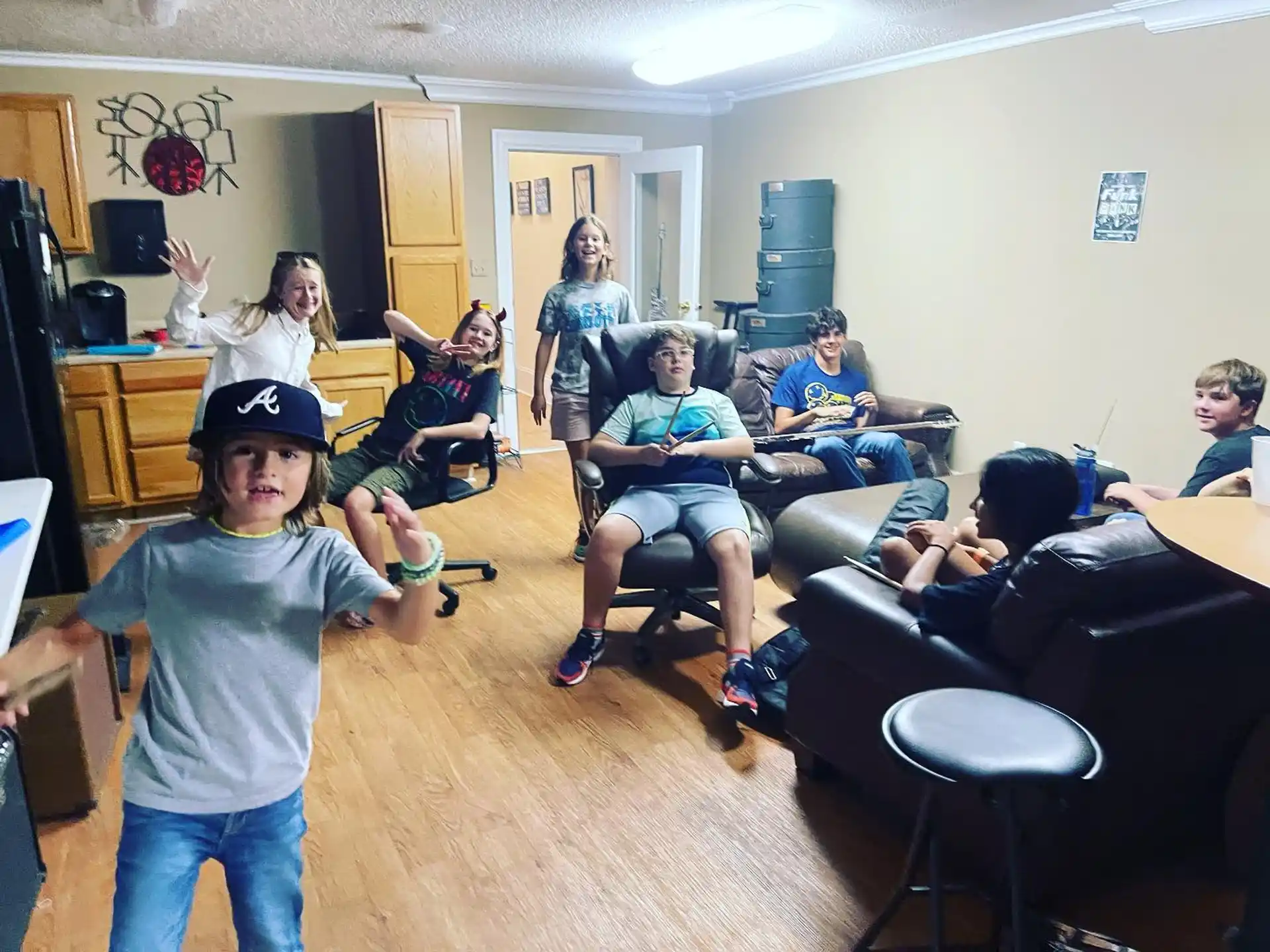 a group of people in a room