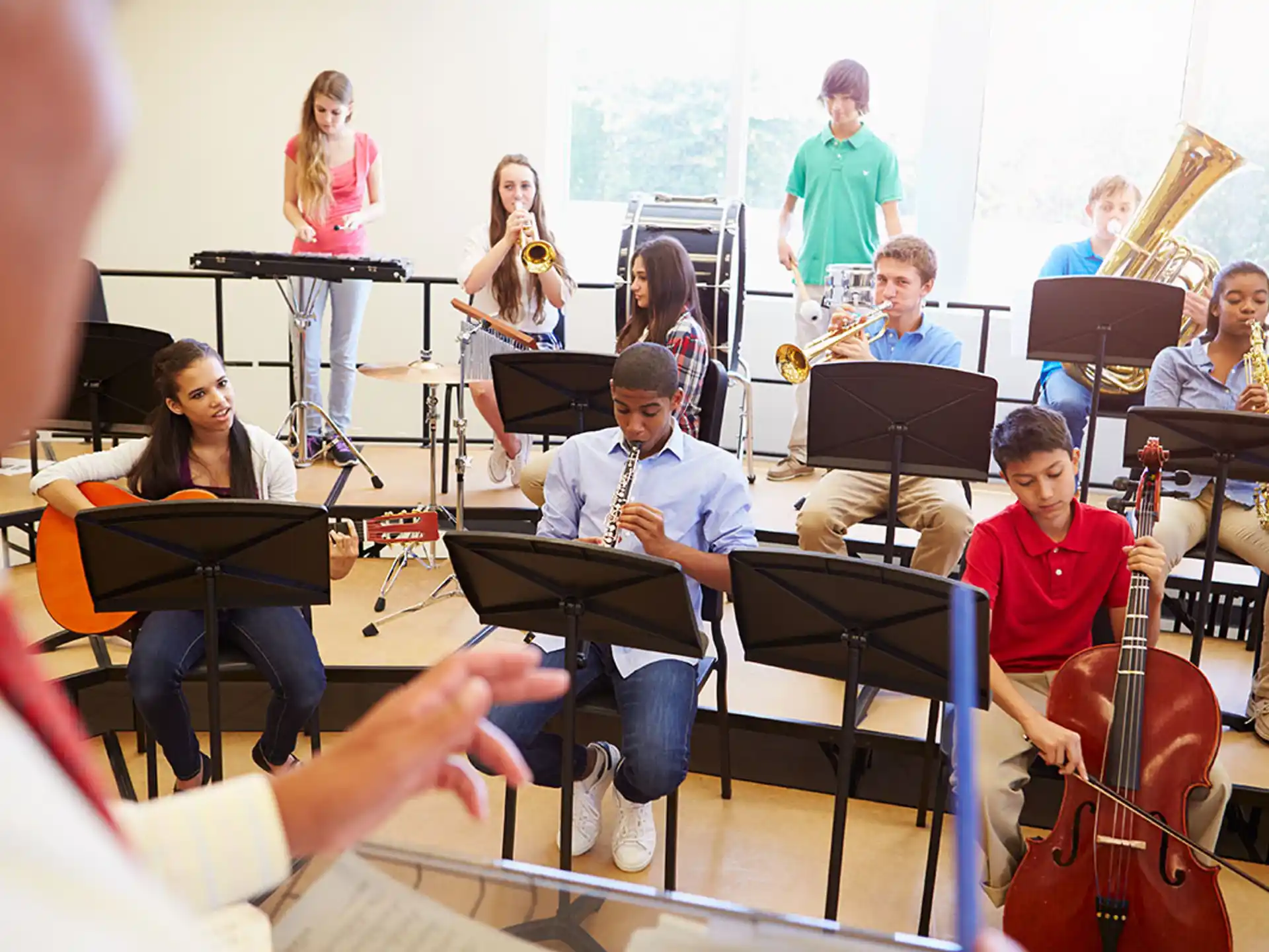 a group of people playing instruments