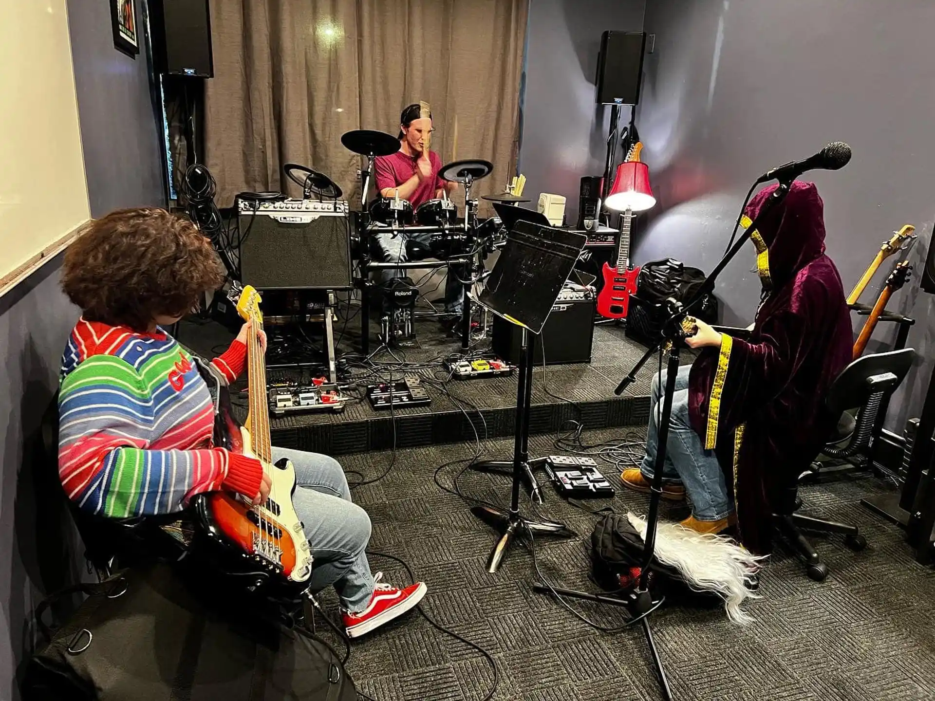 a group of people playing instruments