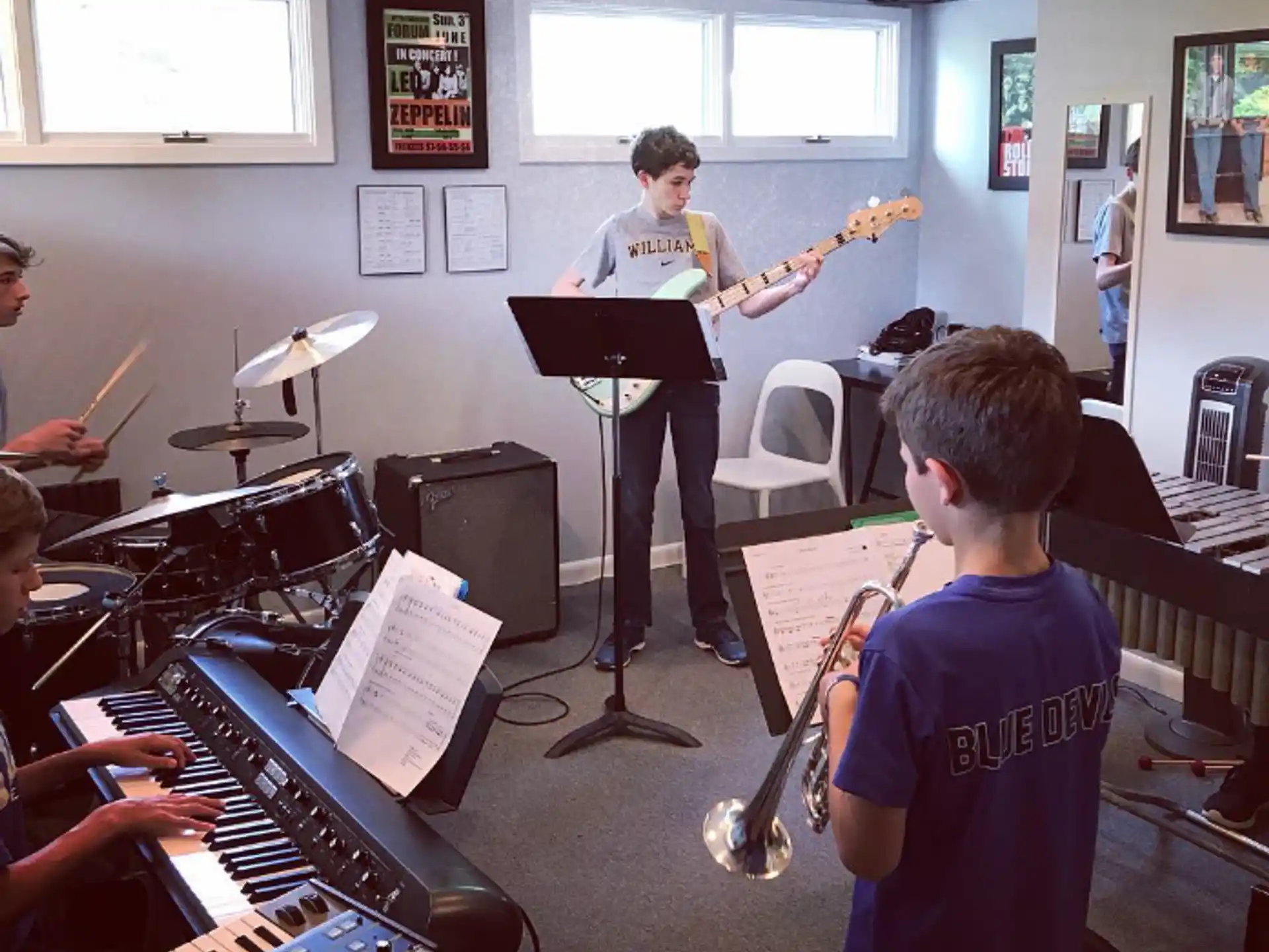 a group of people playing instruments