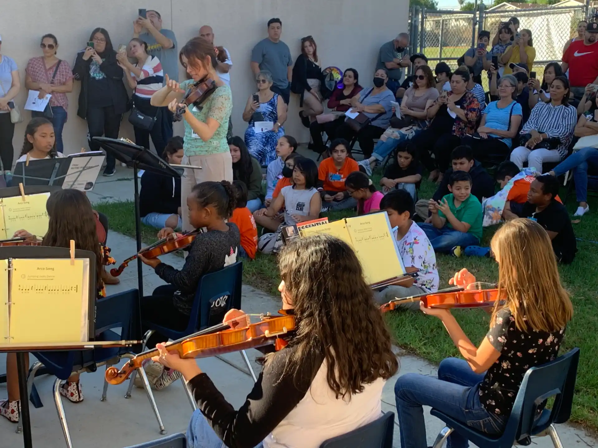 a group of people playing instruments
