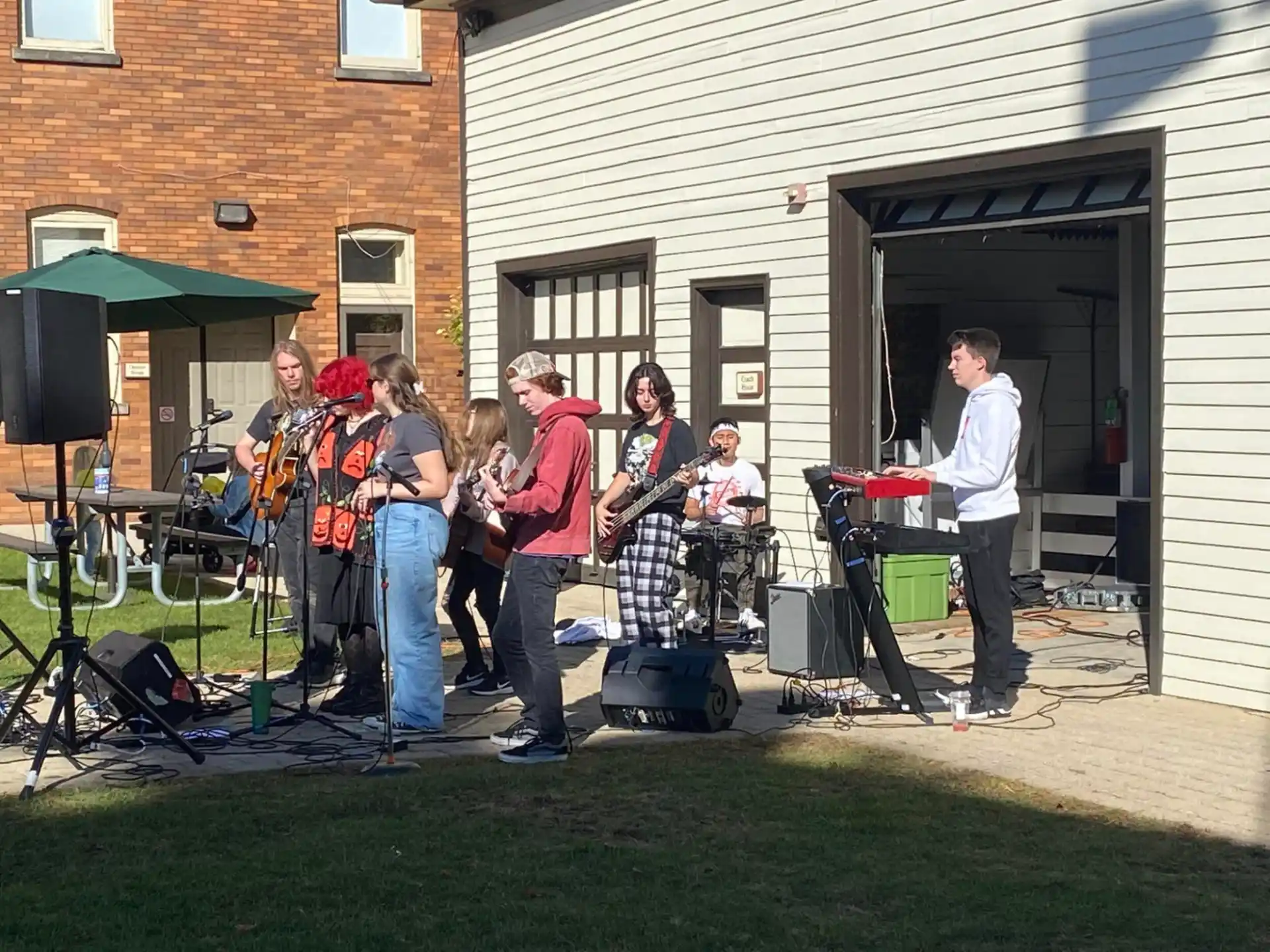 a group of people playing instruments