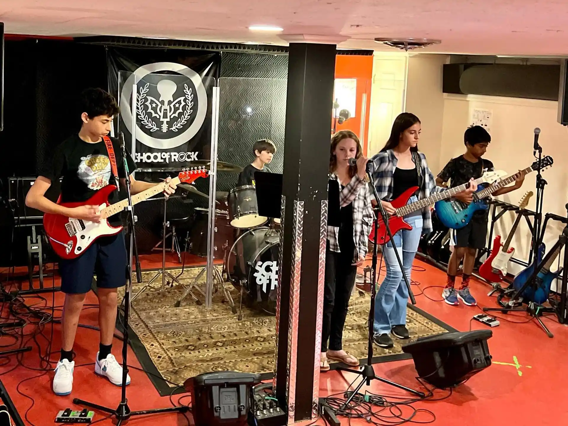 a group of people playing instruments