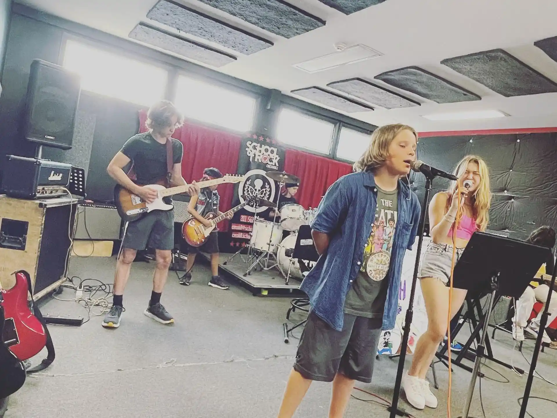 a group of people in a room