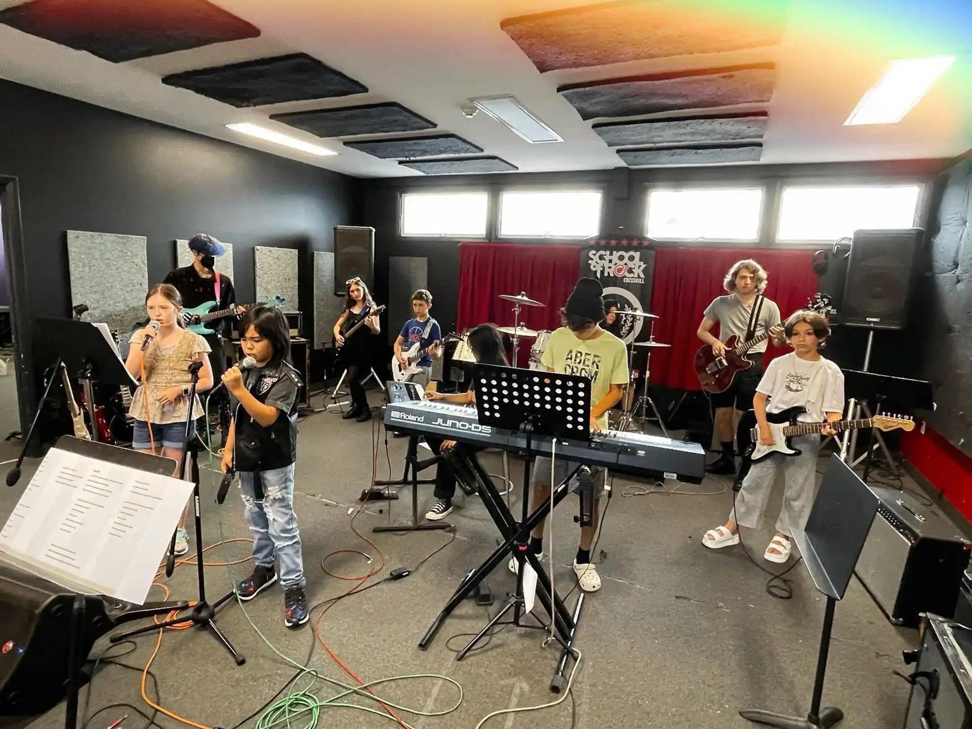 a group of people playing instruments