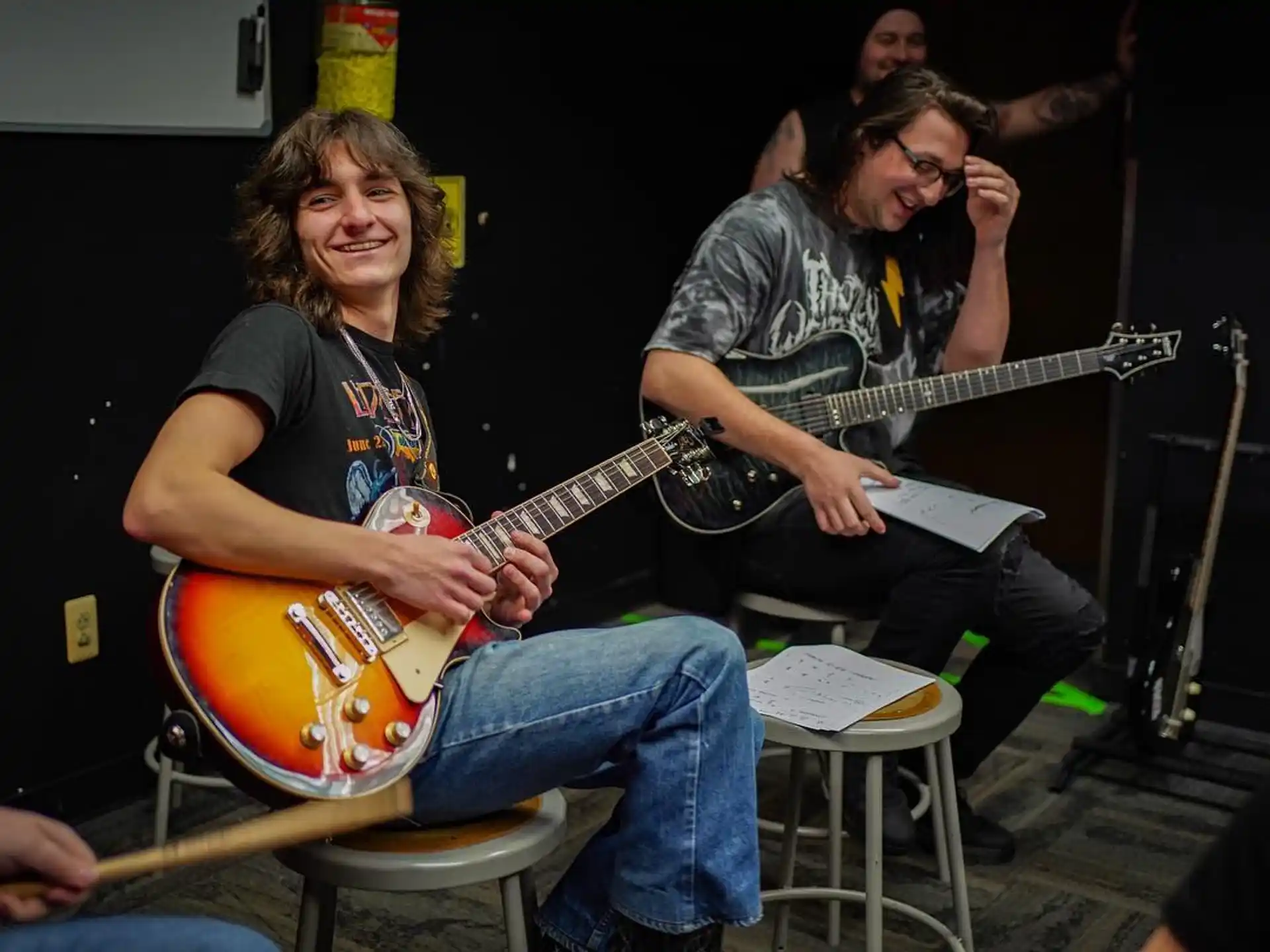 a group of people playing instruments