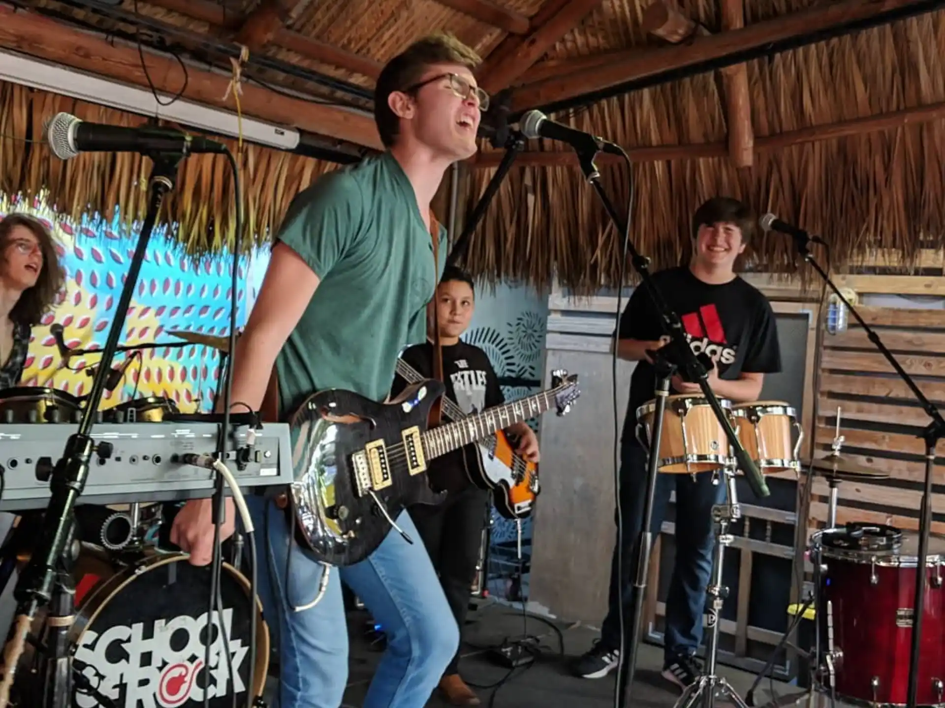 a group of people playing instruments