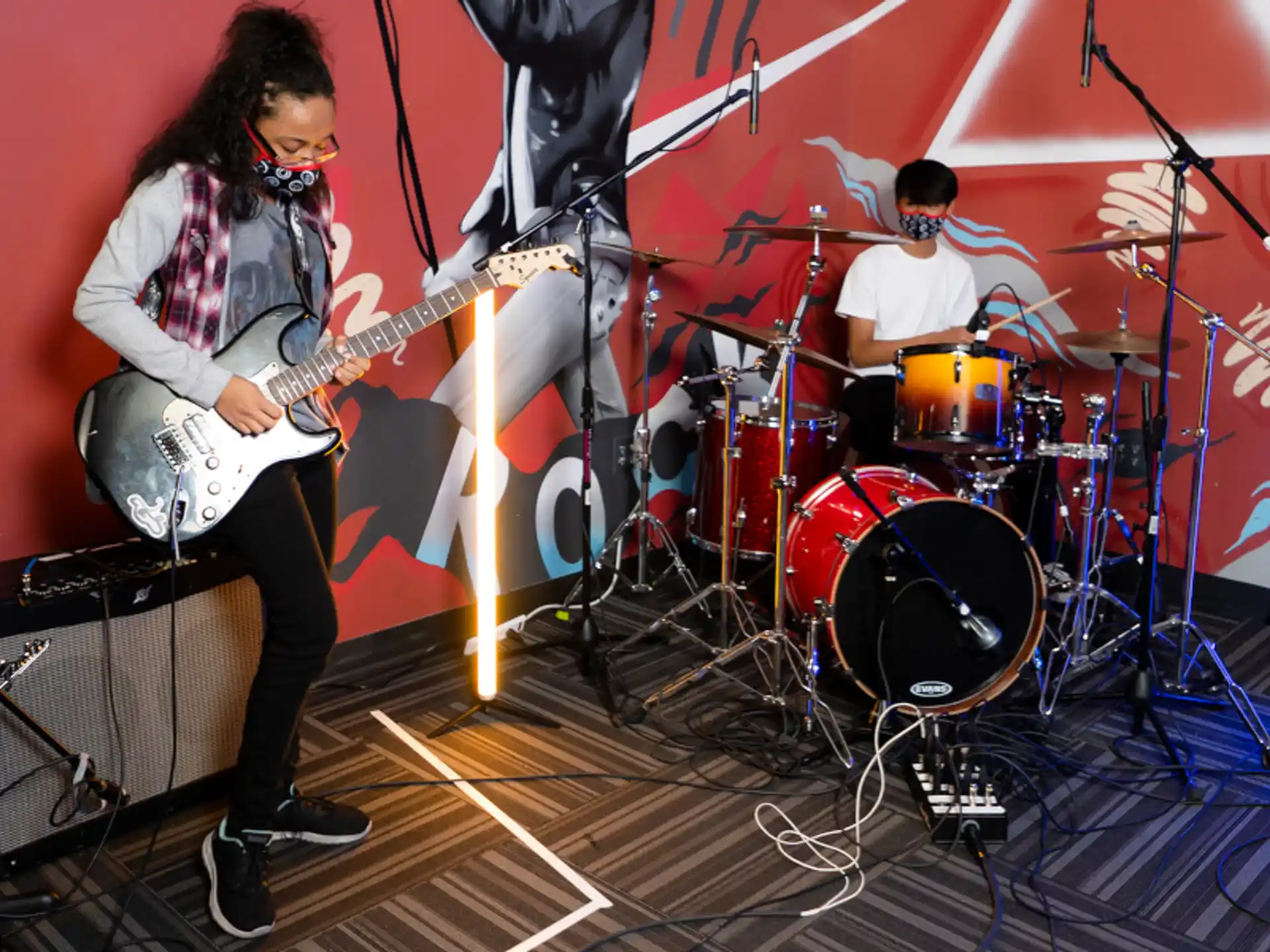 a group of people playing instruments
