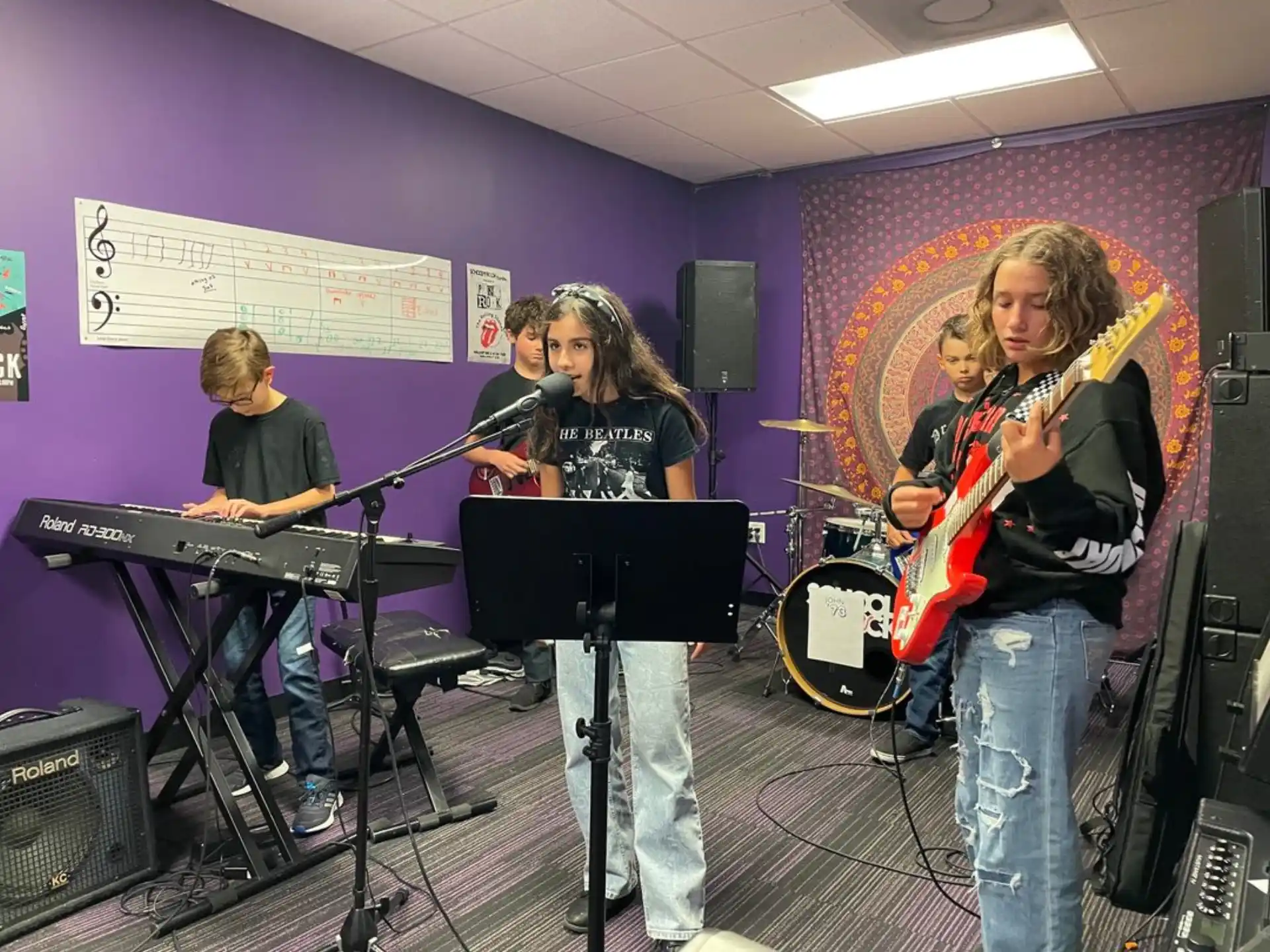 a group of people playing instruments
