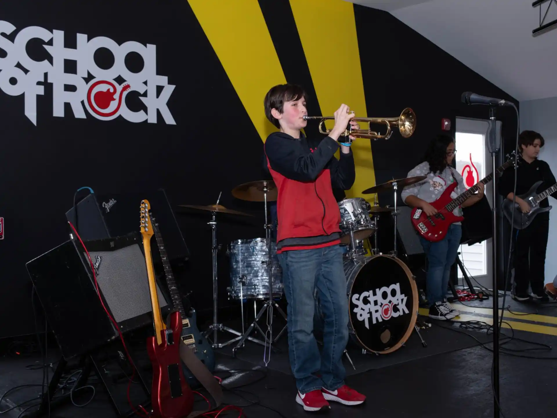 a group of people playing instruments