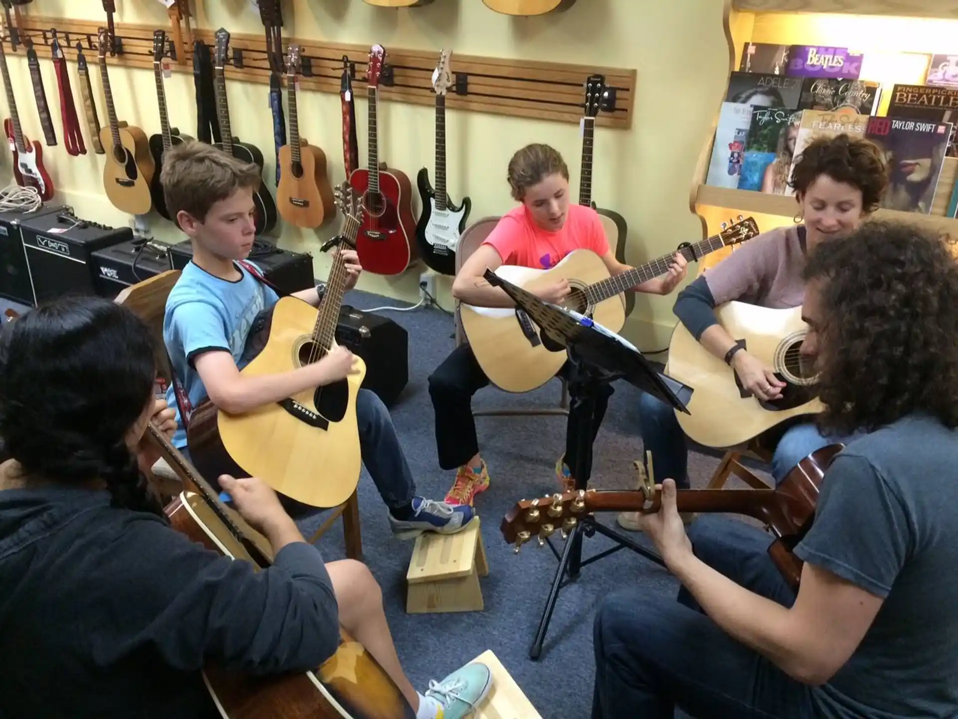 a group of people playing instruments