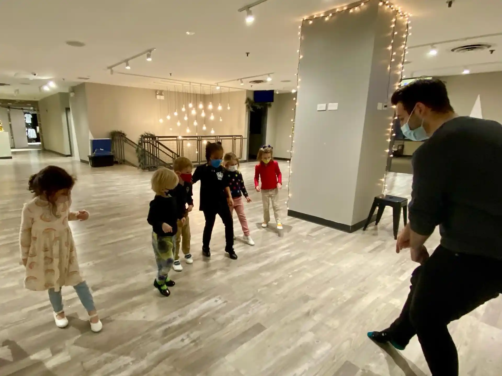 a group of people in a room