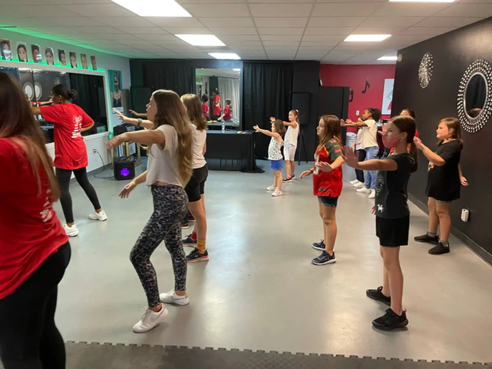 a group of people exercising
