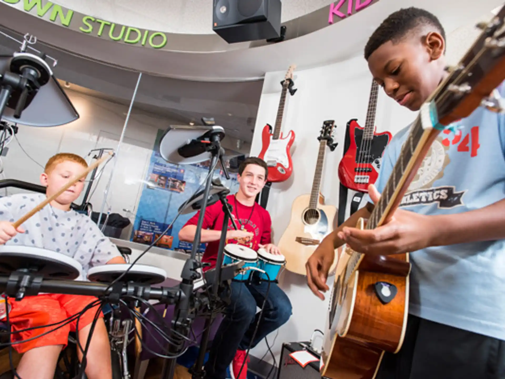 a group of people playing instruments