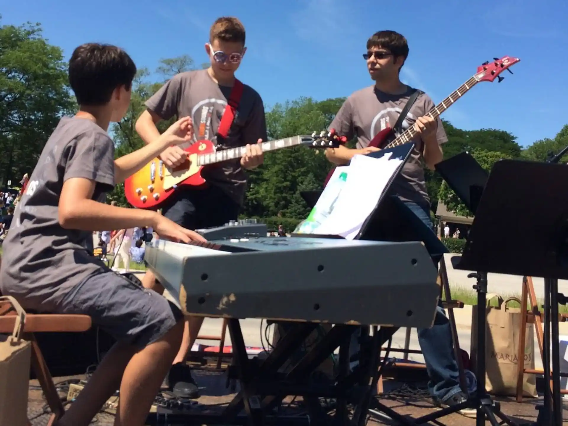 a group of people playing instruments
