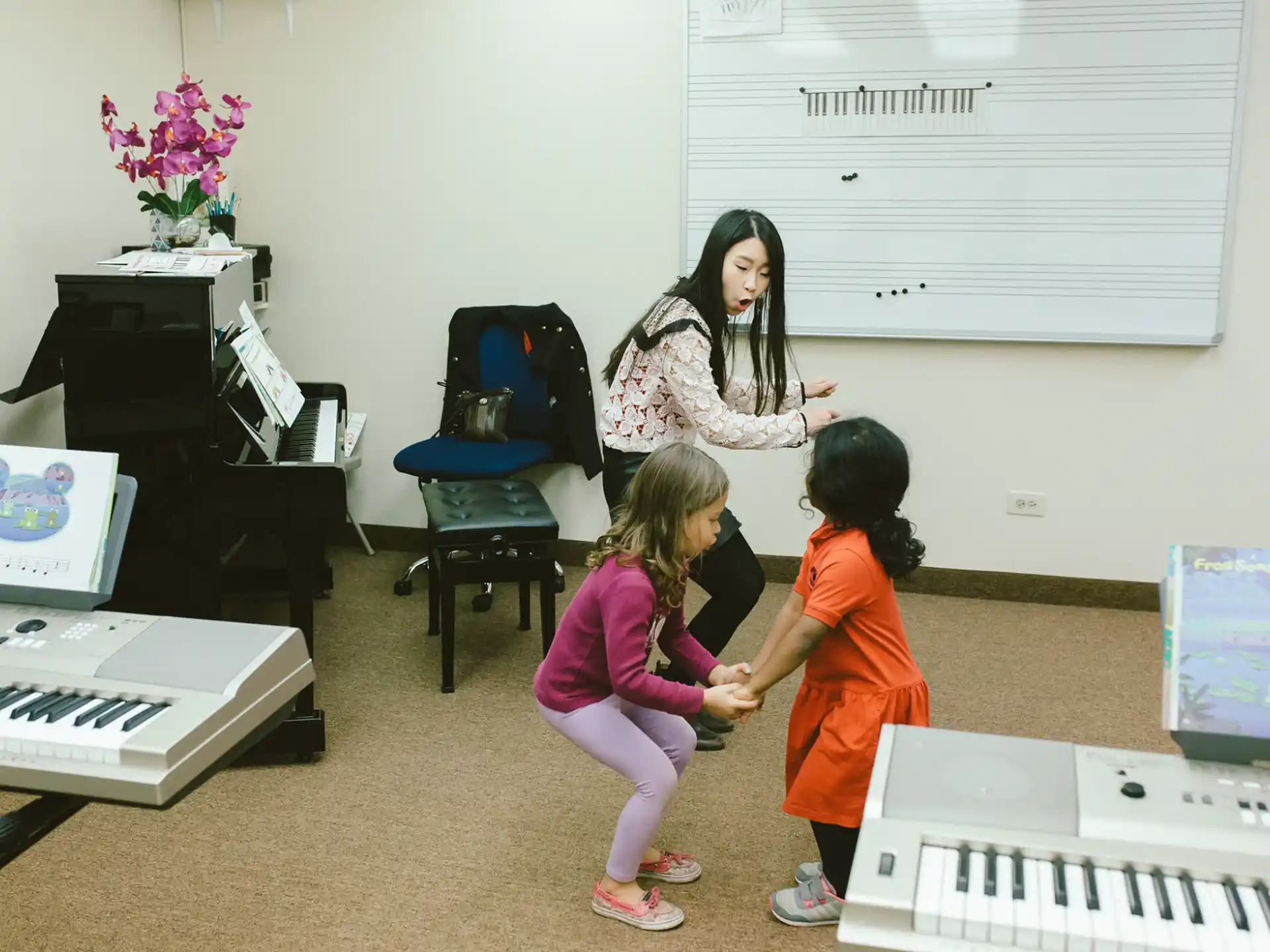 a person and two children