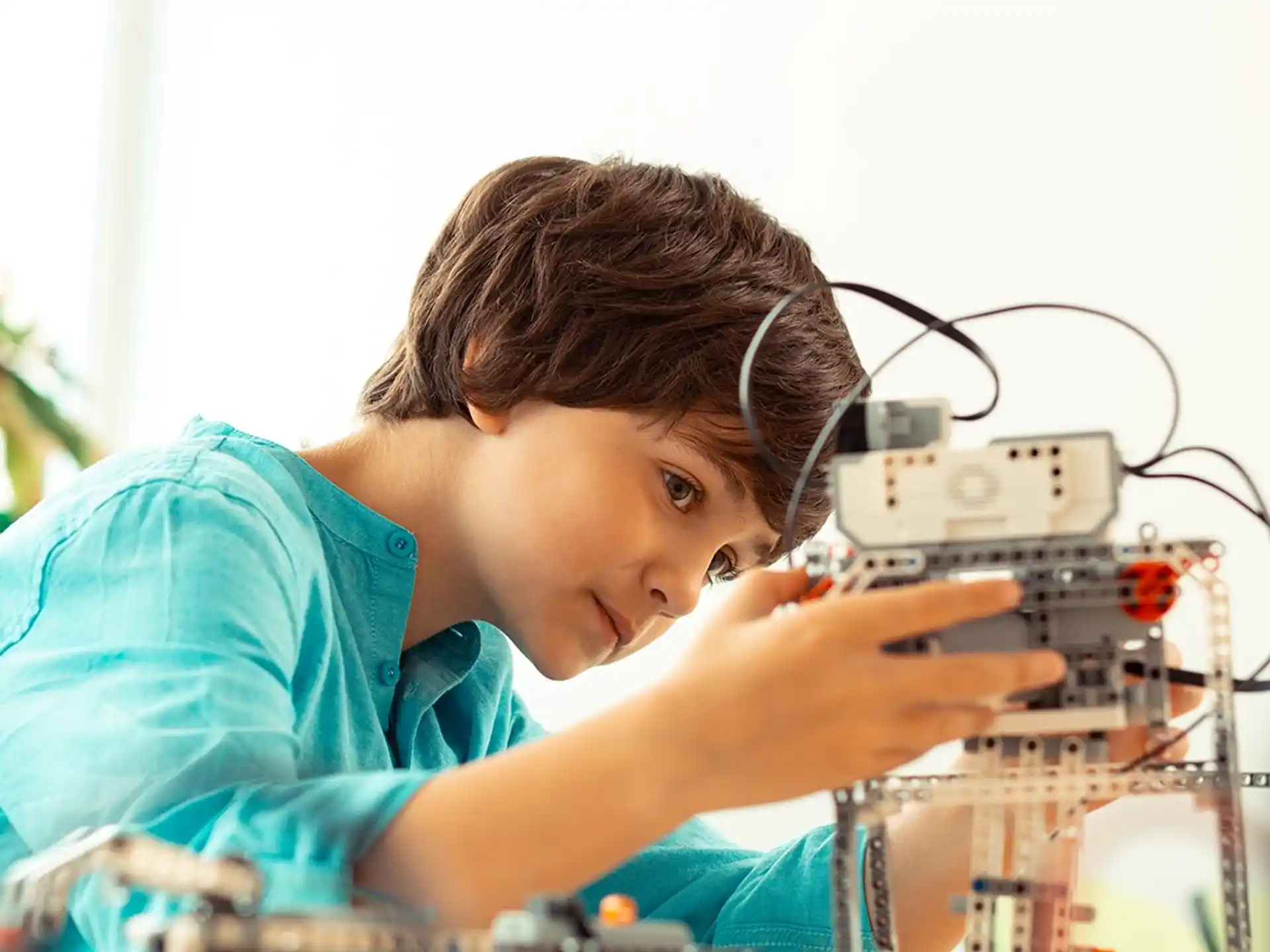 a young boy wearing headphones