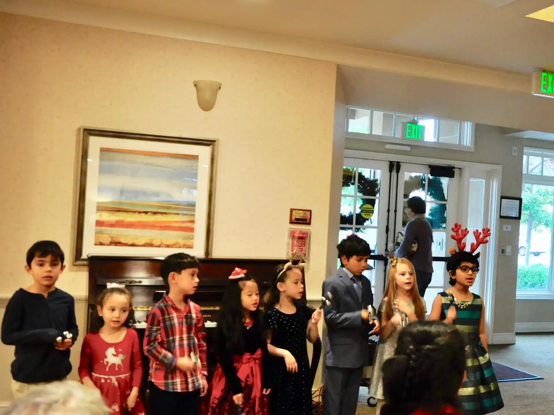 a group of people in a room