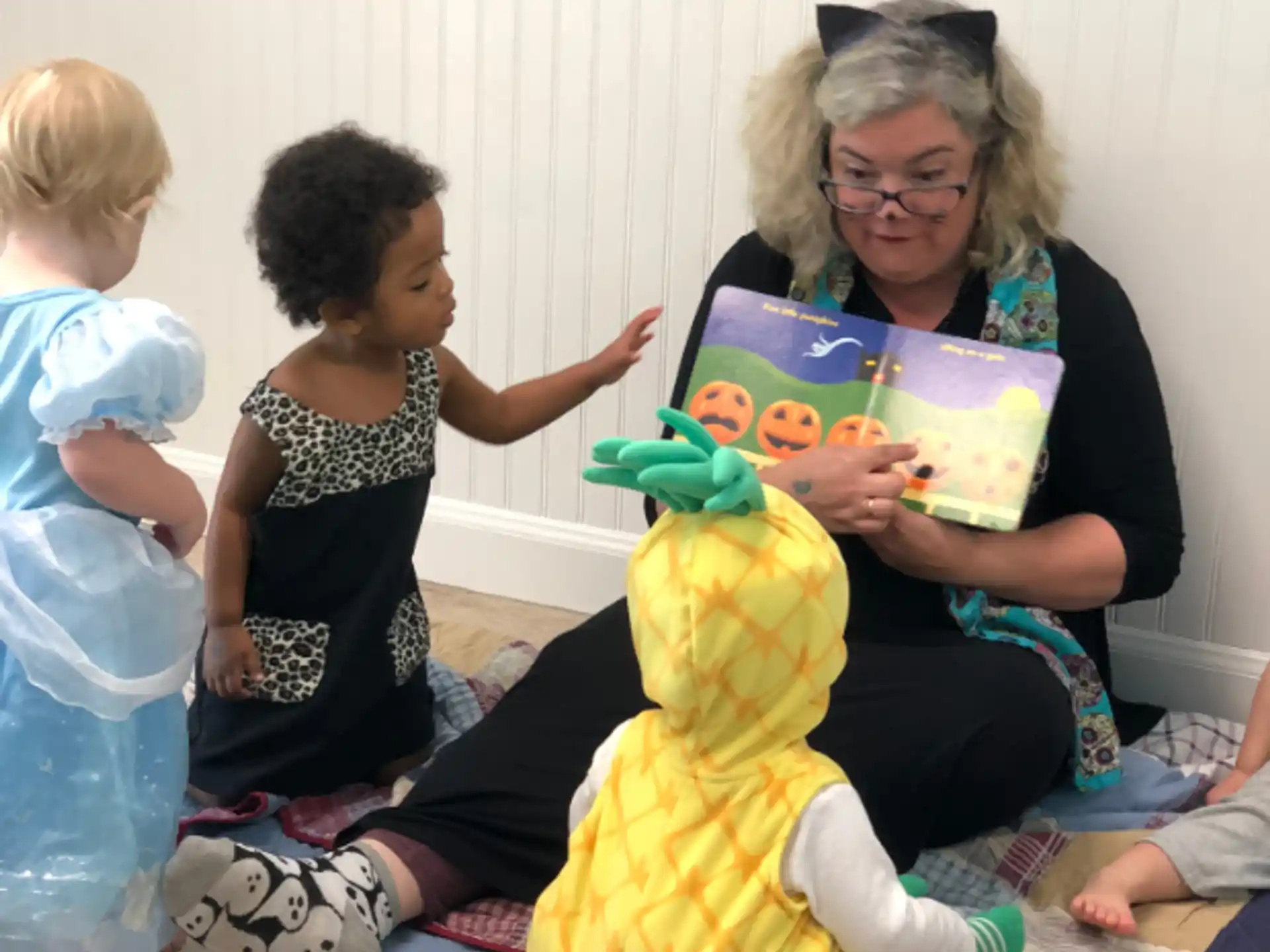 a woman and two children