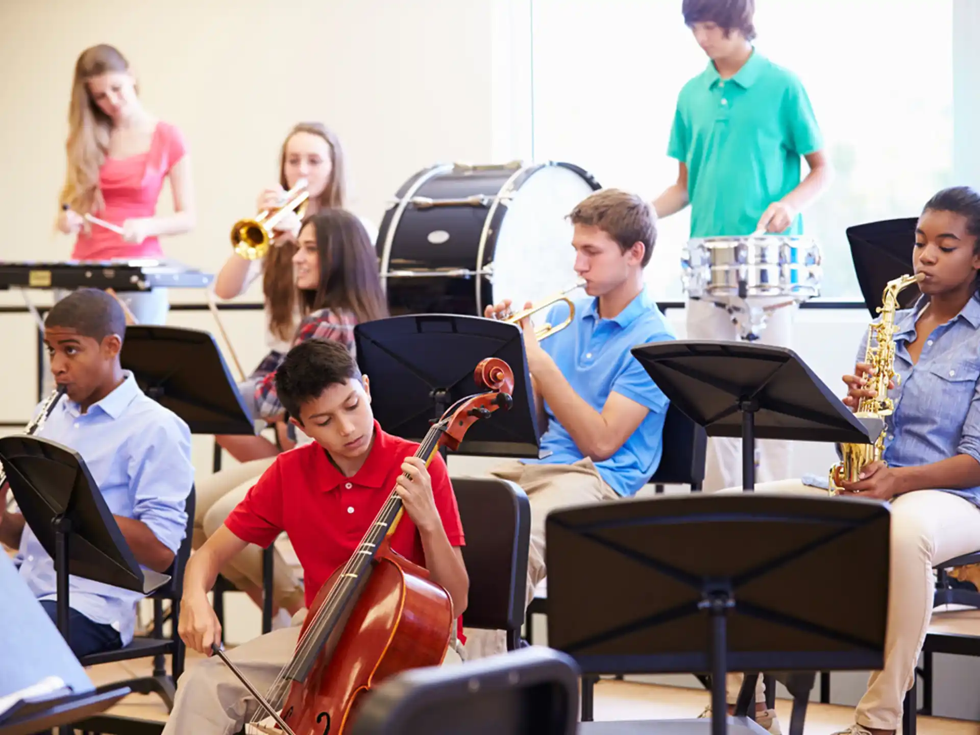 a group of people playing instruments