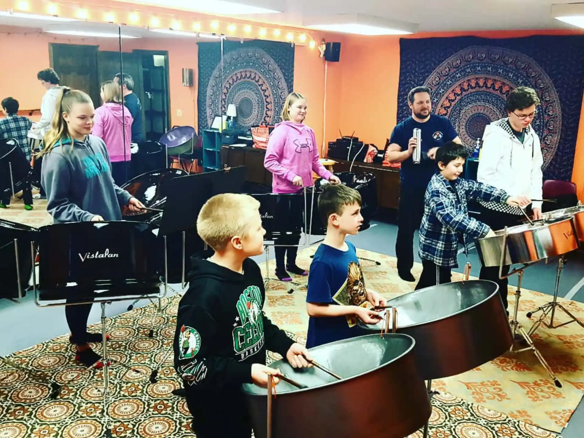 a group of people playing instruments