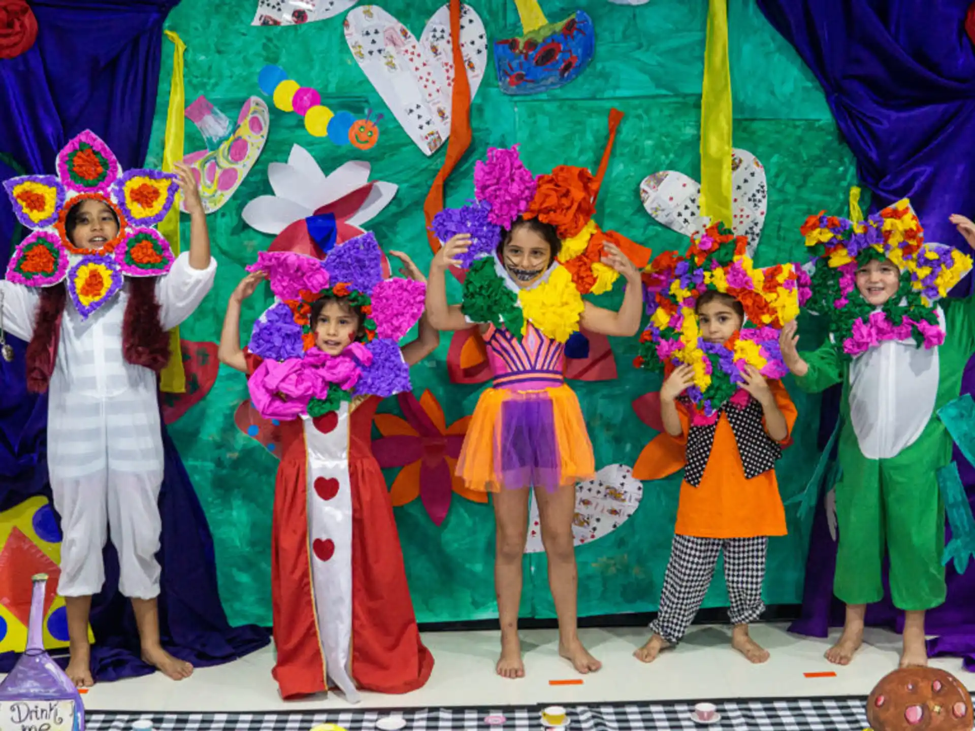 a group of children wearing colorful clothing