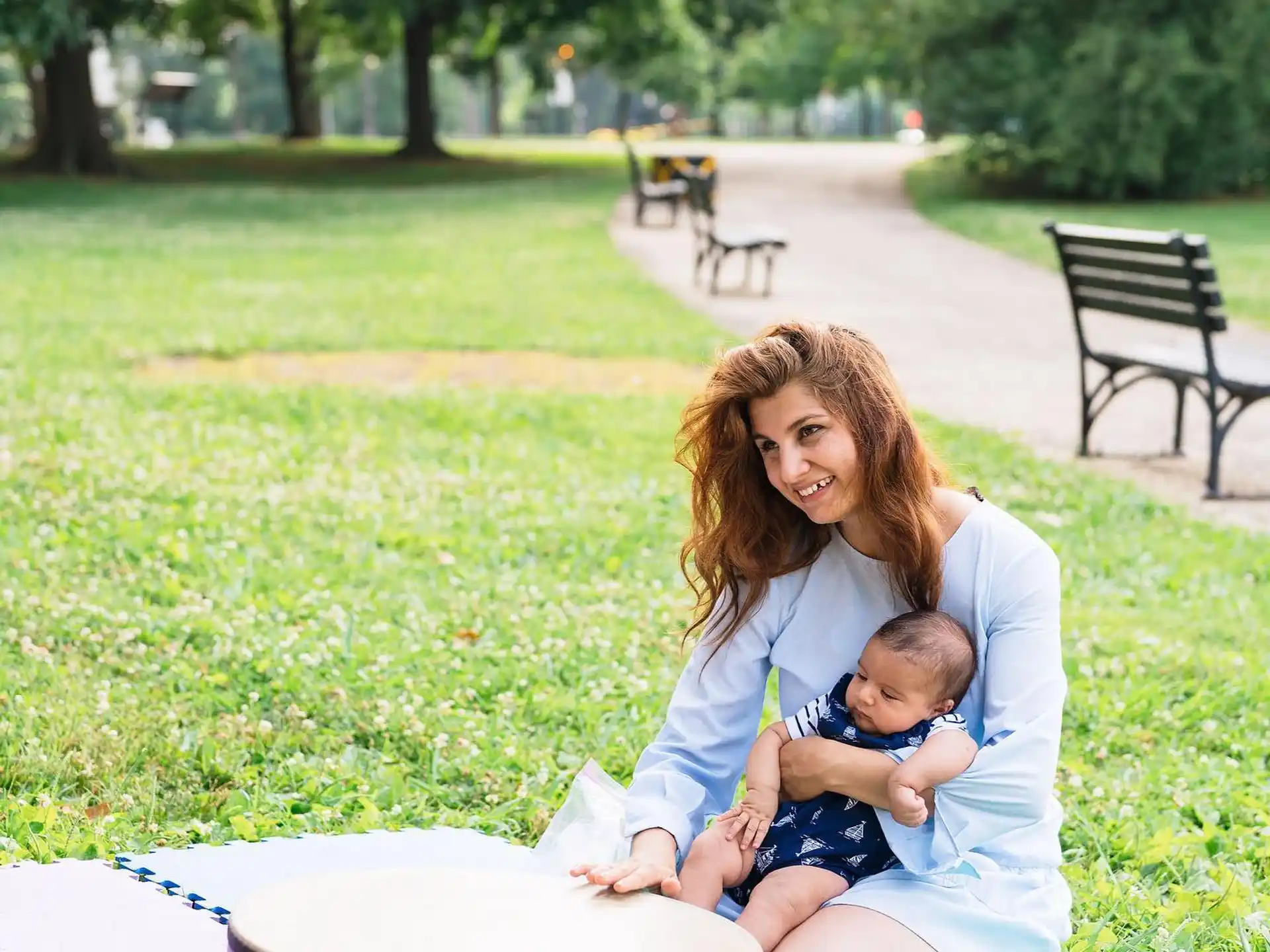 a person holding a baby