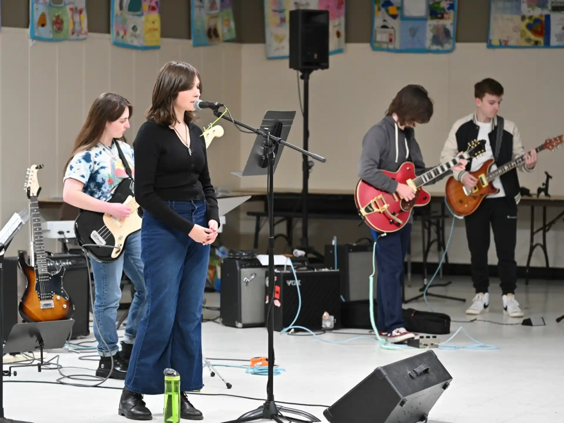 a group of people playing instruments